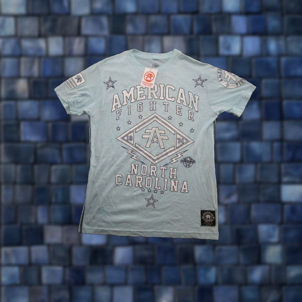 Vintage American Fighter T-Shirt North Carolina Men’s Size S Blue Double-Sided Shirt Mens Size US S / EU 44-46 / 1 - 1 Thumbnail