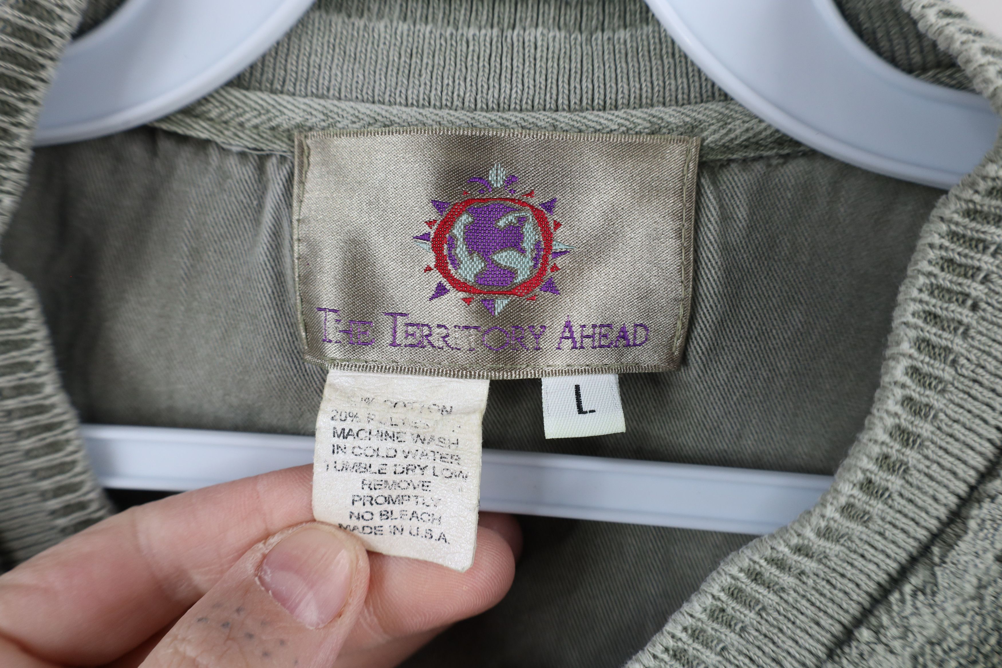 Vintage Vintage 90s The Territory Ahead Patch Terry Cloth Sweatshirt Size US L / EU 52-54 / 3 - 8 Thumbnail