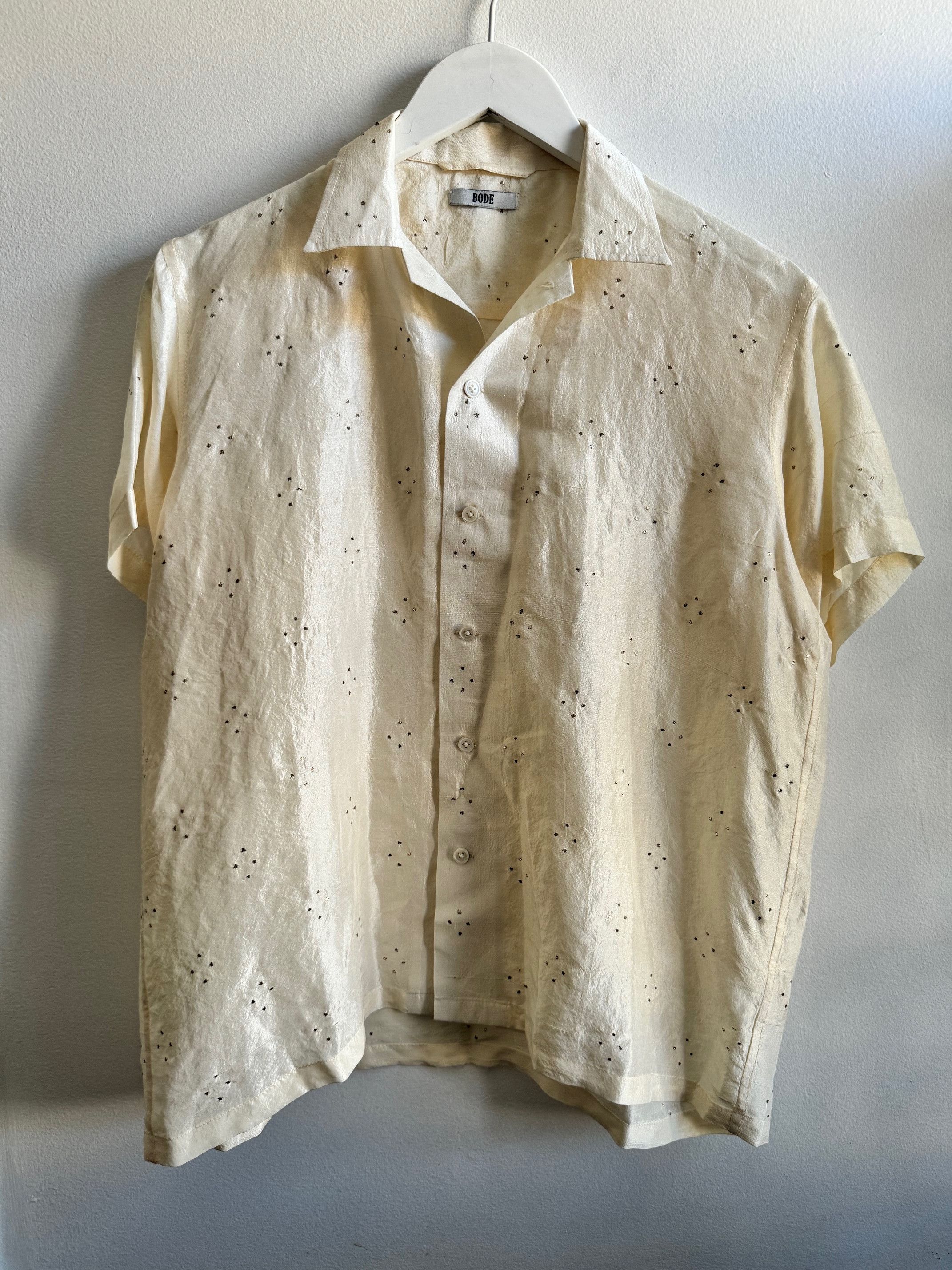 image of Silk Bode Shirt in White/Gold, Men's (Size XS)