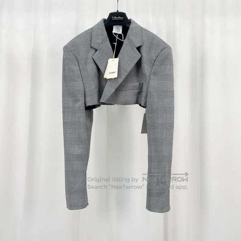 Vetements Vetements Patch Lettering Short Checkered Blazer Jacket Size S / US 4 / IT 40 - 1 Thumbnail