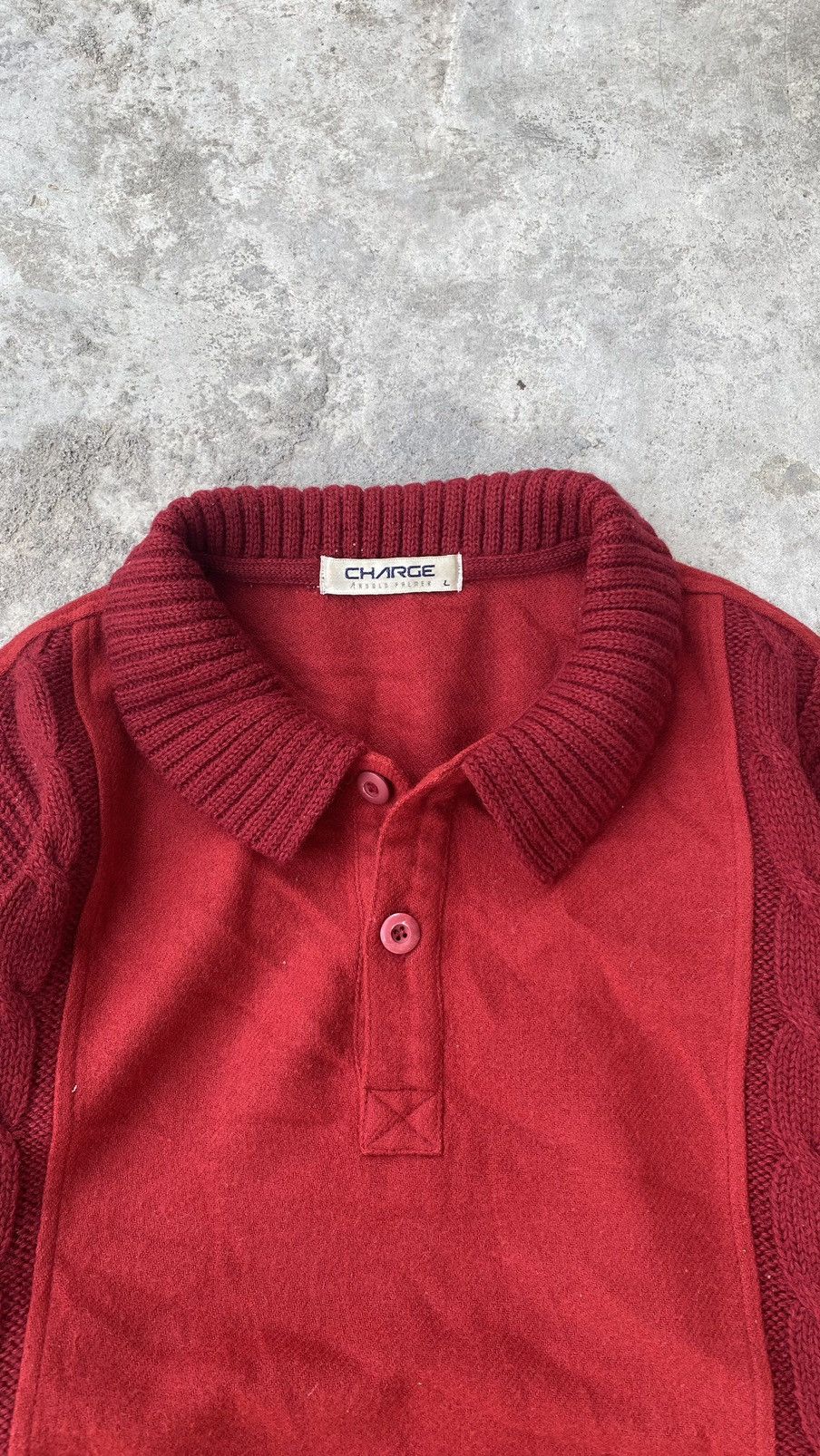Designer × Vintage Charge by Arnold Palmer Cable Knit Collar Sweater 90s Size US L / EU 52-54 / 3 - 5 Thumbnail