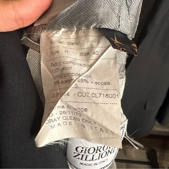 Designer Giorgio Zillioni Elegant Charcoal Men's Suit Jacket Sz 40R Size 40R - 3 Thumbnail