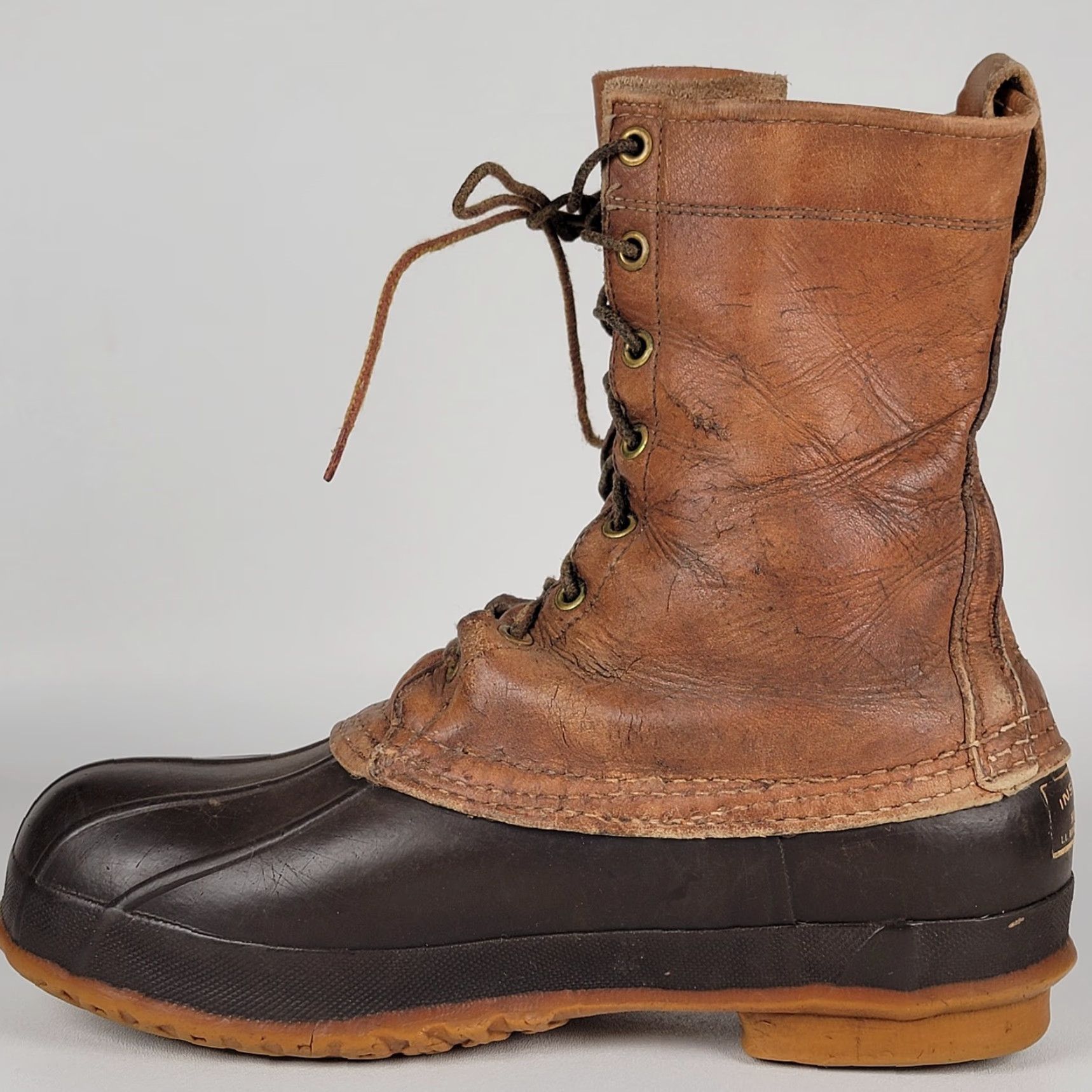 Vintage VTG 60s LL Bean Maine Hunting Bean Boots Vibram Made In USA Boots Mens US Size 10 Brown Leather Ivy Look Original Size US 10 / EU 43 - 4 Thumbnail