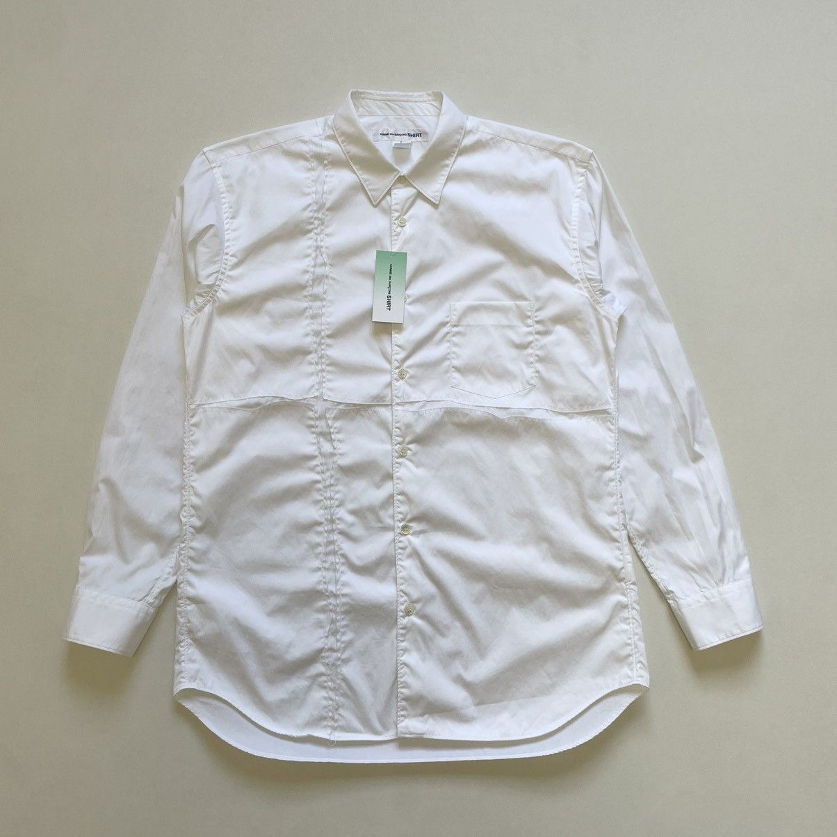 Comme des Garcons ‘Scar Stitch Cross Panelled’ White Shirt Size US L / EU 52-54 / 3 - 18 Thumbnail
