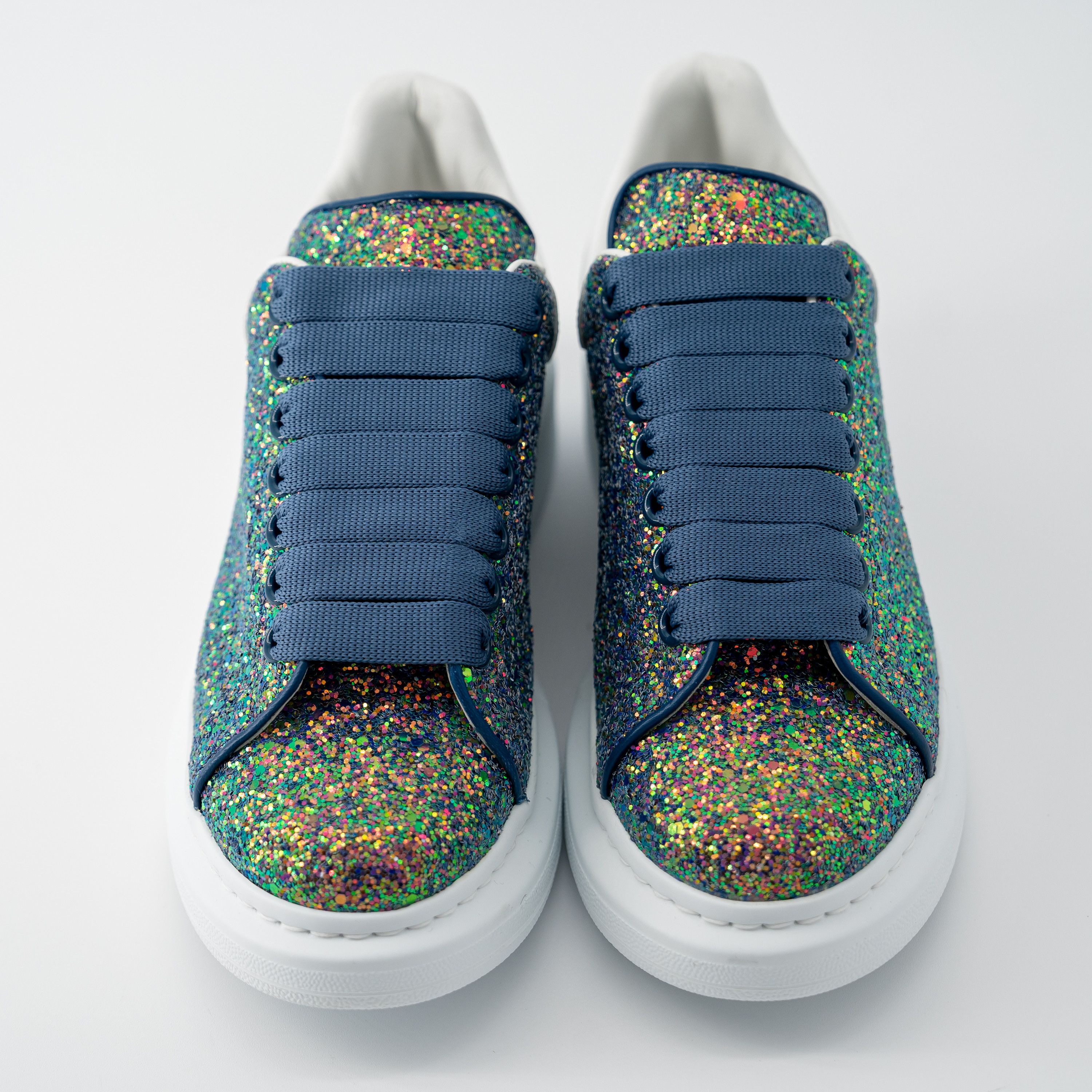 Alexander McQueen 7 - Alexander McQueen Oversized Sneakers Grey Blue Glitter Size US 7 / IT 37 - 3 Thumbnail