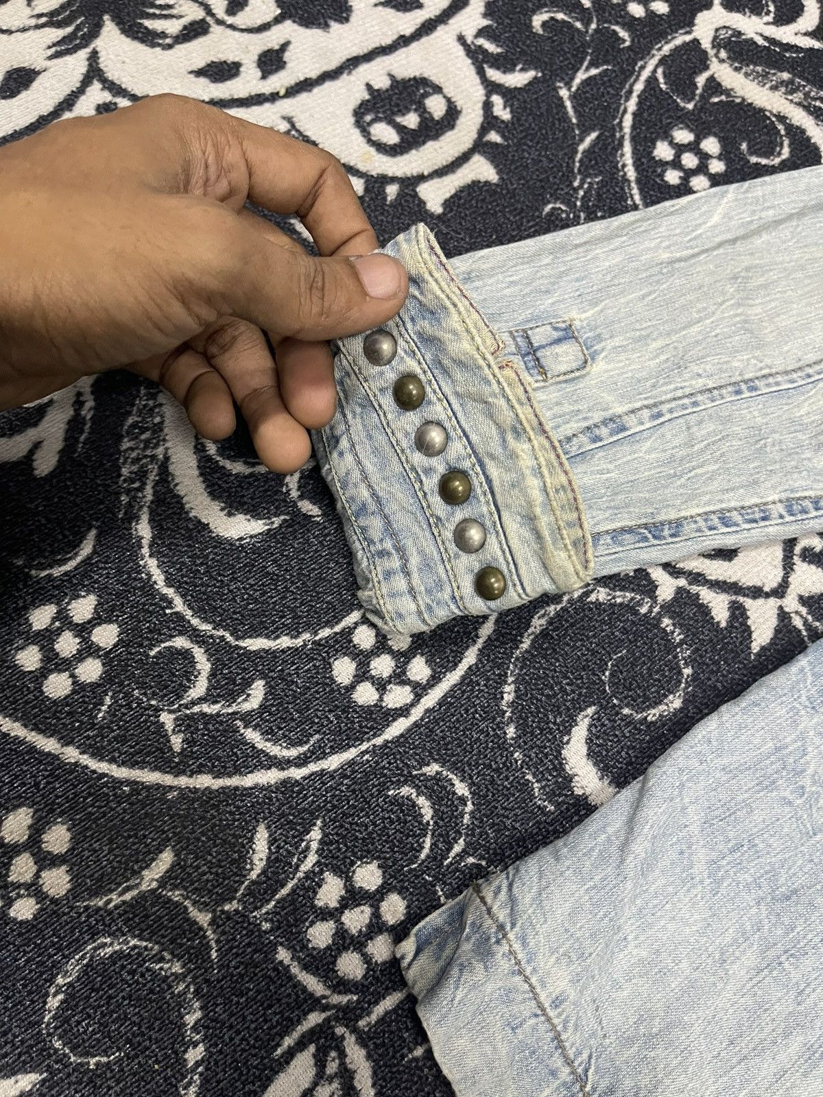 Japanese Brand 2000s KMRII INSPIRED STUDDED DENIM BUTTON UP DISTRESSED Size US S / EU 44-46 / 1 - 17 Thumbnail