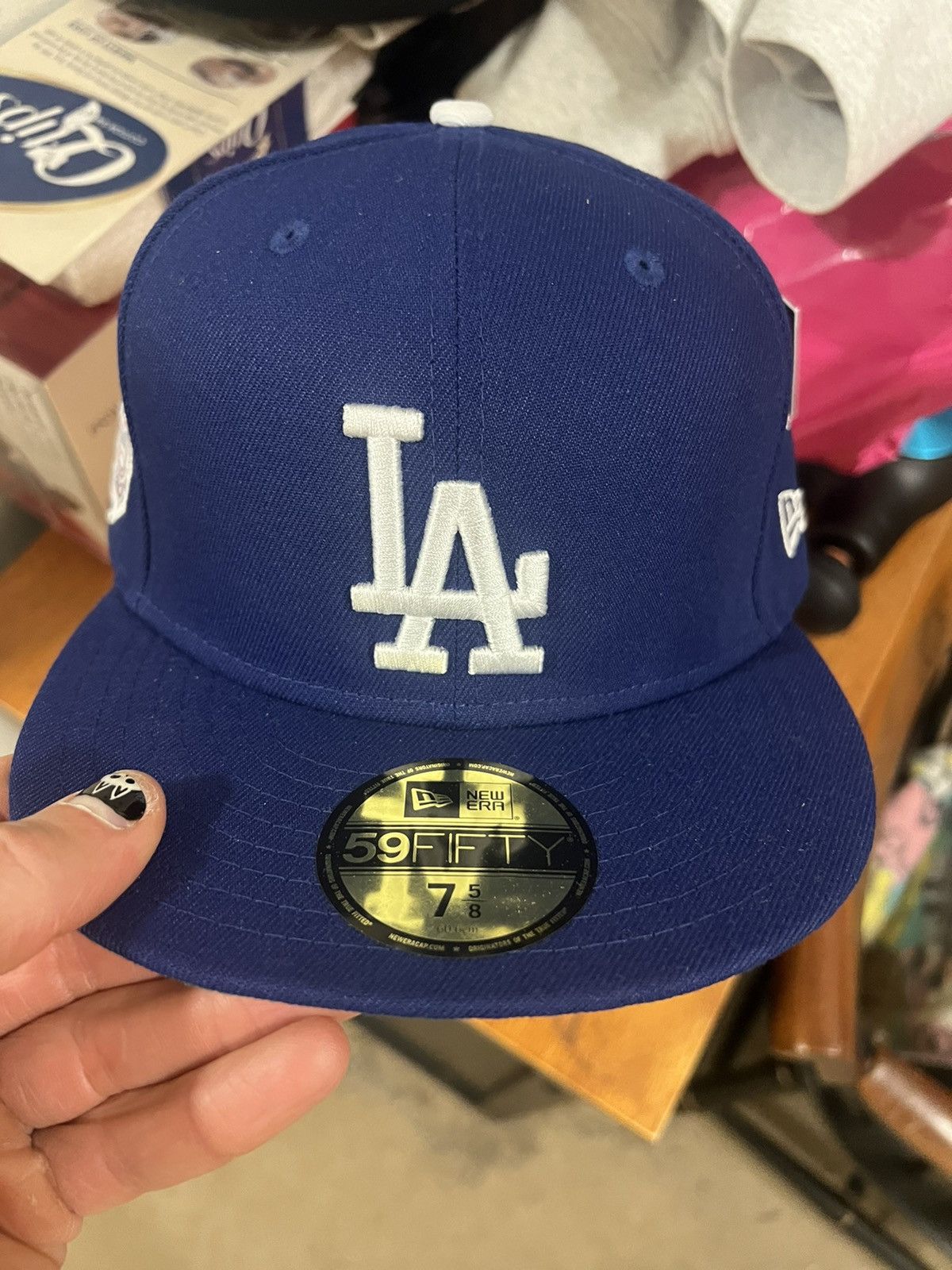 image of New Era x Undefeated La Dodgers Fitted Hat 7 5/8 in Blue, Men's