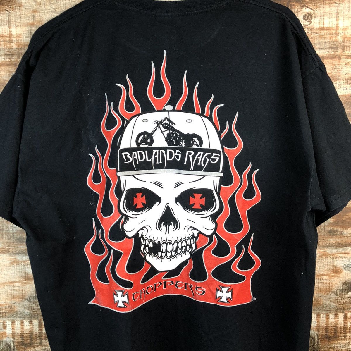 Vintage Badlands skull Dark Blue T-Shirt #A2594 Size US XL / EU 56 / 4 - 4 Thumbnail