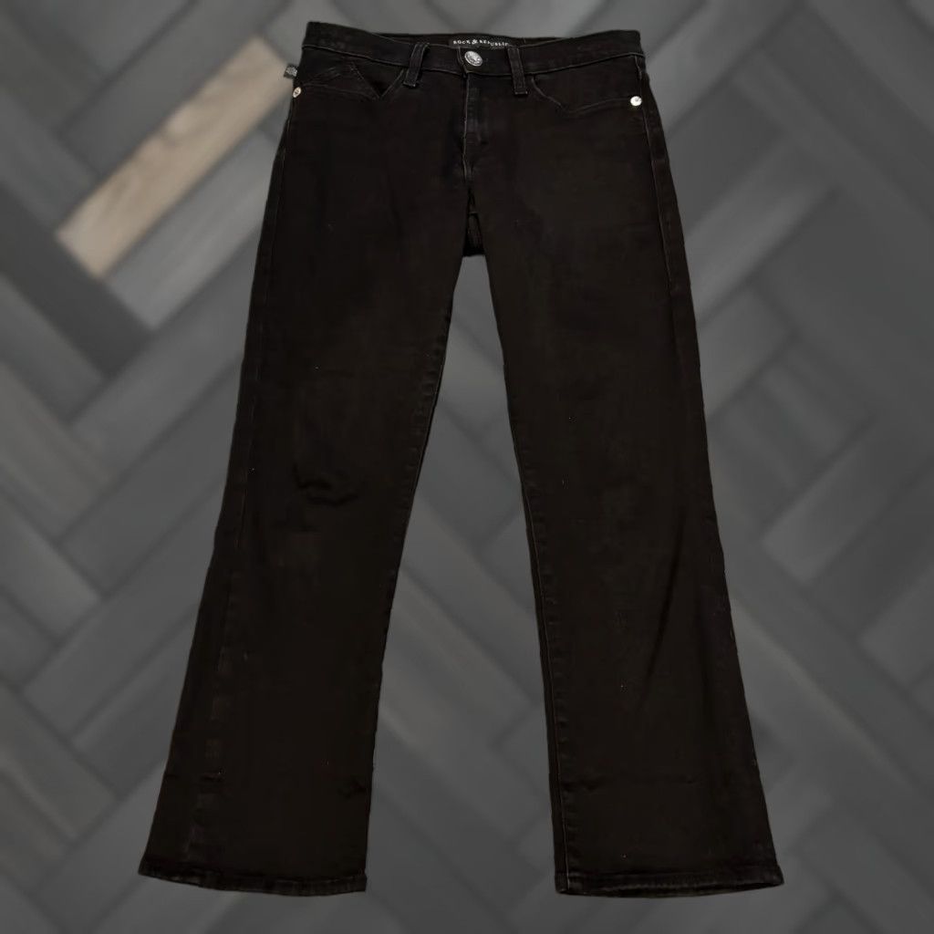 Vintage Rock & Republic Kendall Jeans Womens 6 Black Mid Rise Straight Leg Stretch Size 28" / US 6 / IT 42 - 1 Thumbnail