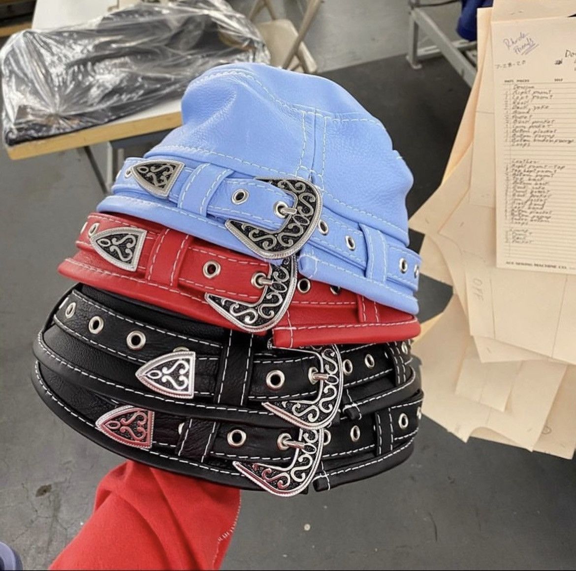 Designer 730 Los Angeles LA Leather Red Bucket Hat size L Size ONE SIZE - 2 Thumbnail