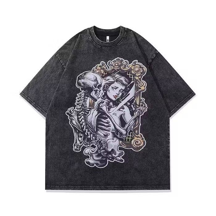 Japanese Brand Skeleton Graphic Washed Black T Shirt Size US M / EU 48-50 / 2 - 1 Thumbnail