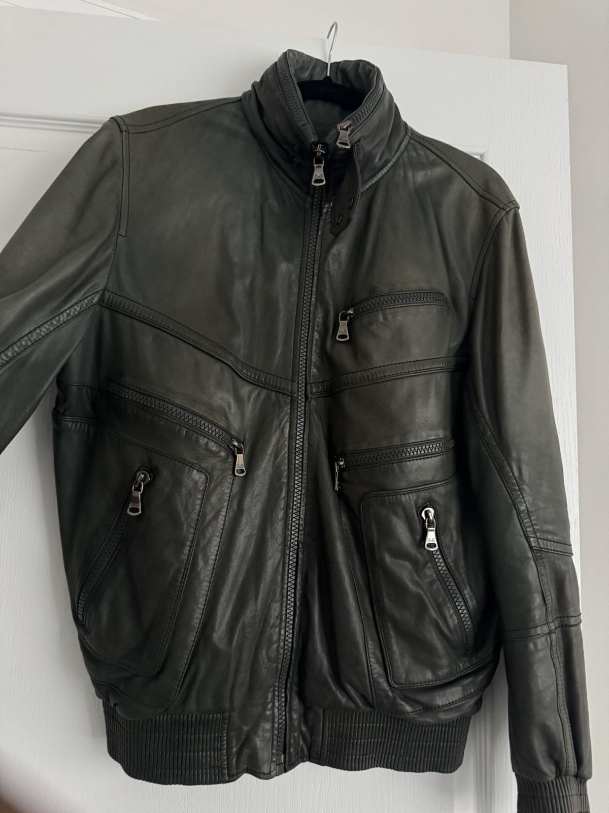 Dolce & Gabbana Dolce Gabbana Vintage Zip Leather Jacket Lambskin Green Sz50 Size US M / EU 48-50 / 2 - 3 Thumbnail
