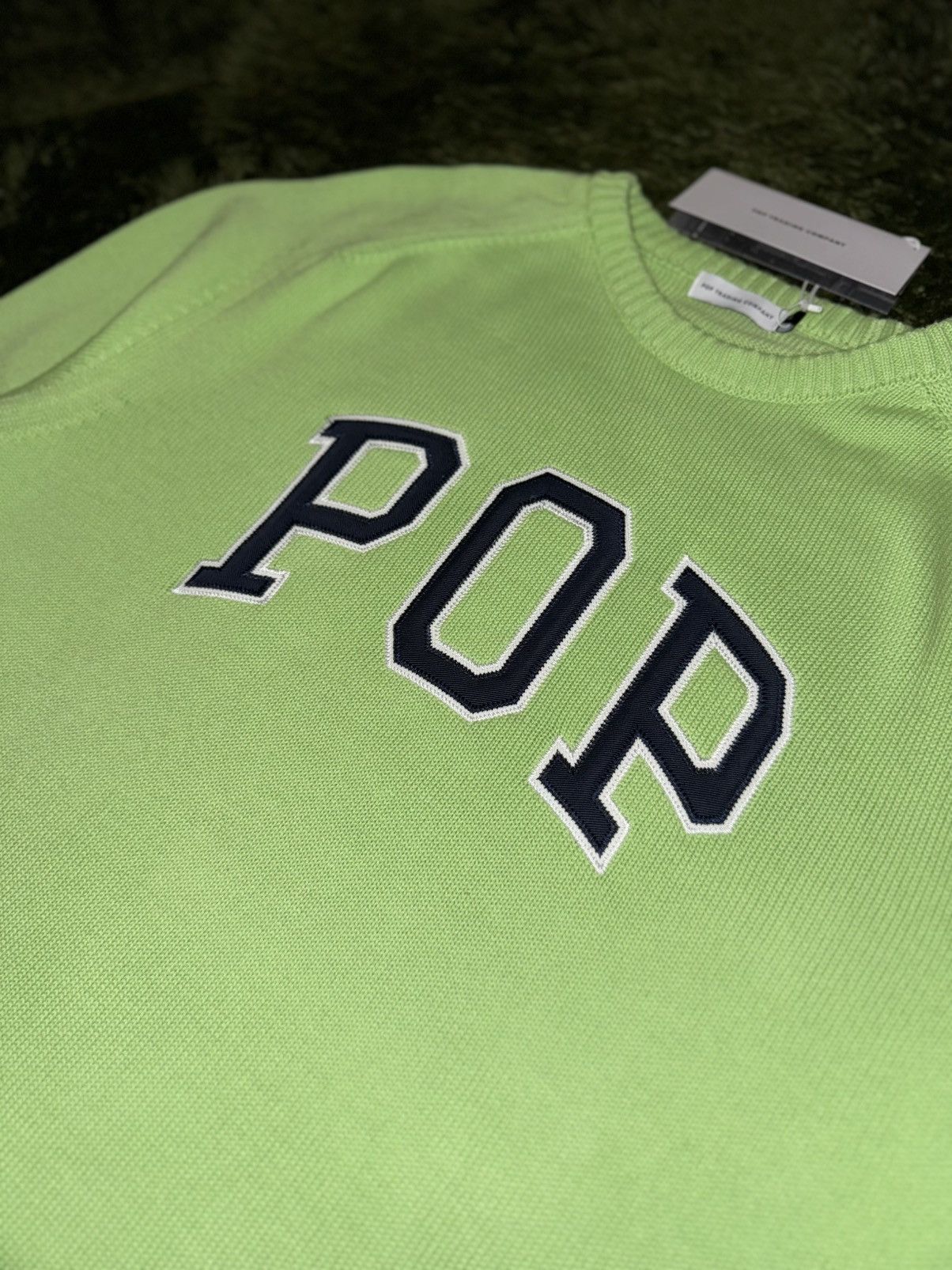 Pop Trading Company [L] POP Trading Company Arch Logo Relaxed Fit Sweater Lime Size US L / EU 52-54 / 3 - 2 Thumbnail