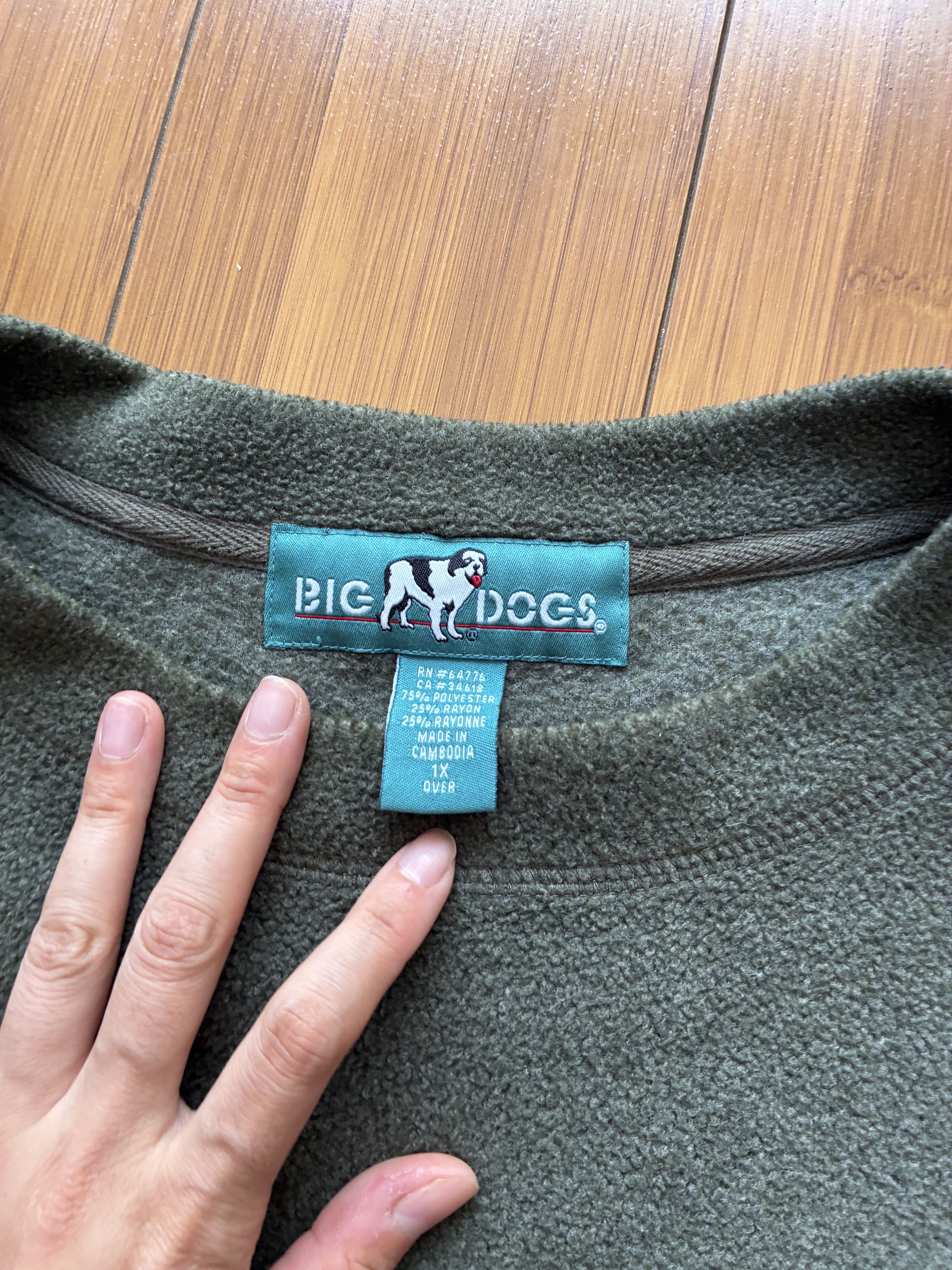 Big Dogs Vintage Olive Green Big Dogs Fleece Sweatshirt - Men's XL 1X Size US XL / EU 56 / 4 - 4 Thumbnail