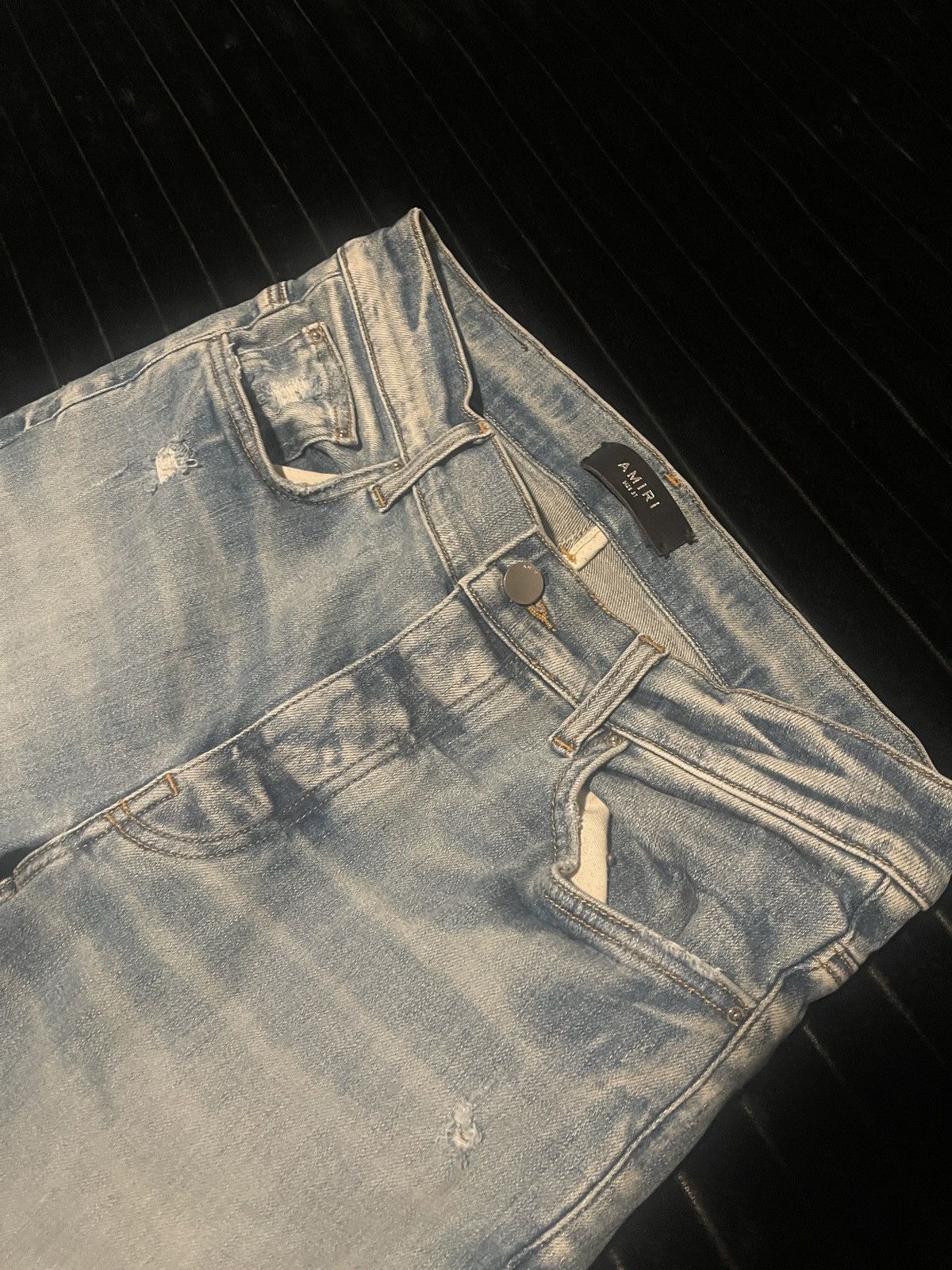 Amiri Amiri Blue Distressed Skinny Jeans Size 31" - 7 Thumbnail