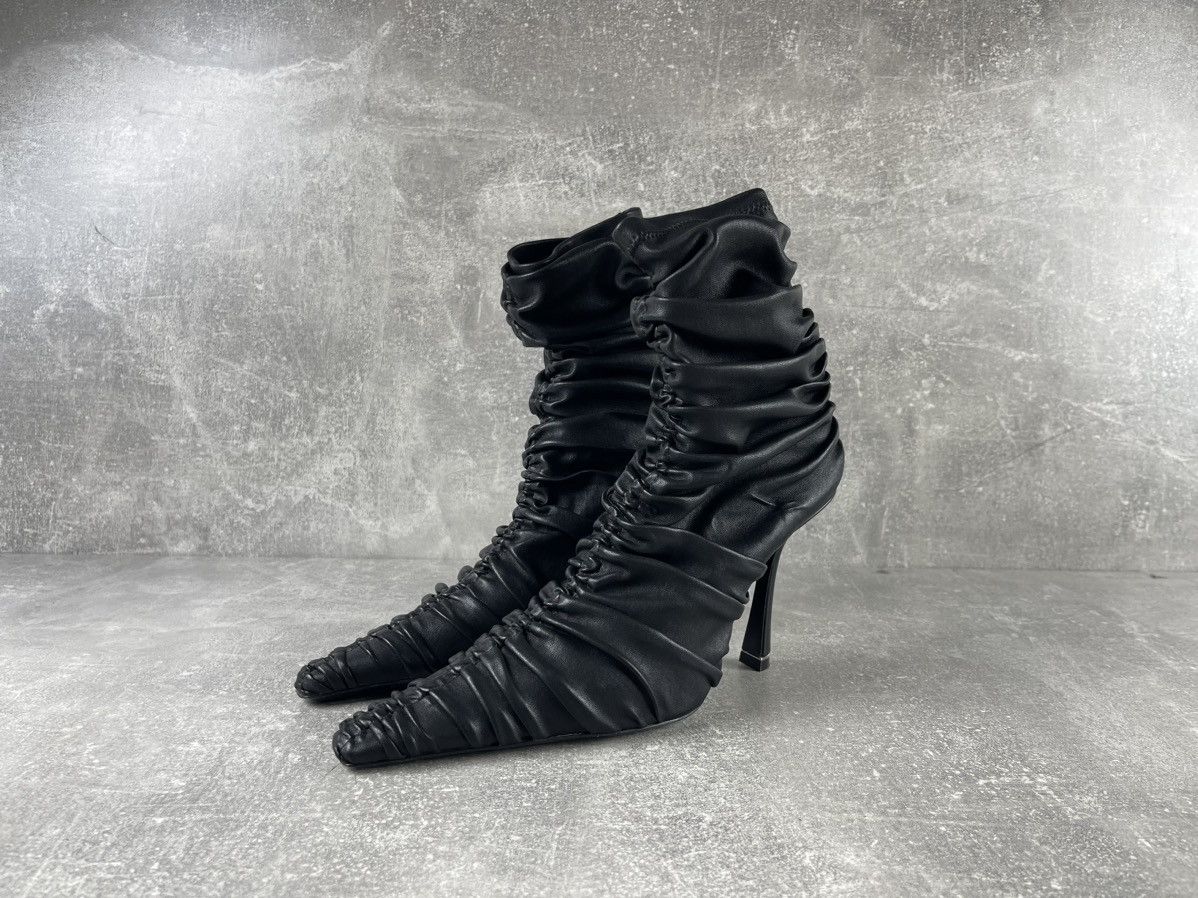 Alexander Wang Alexander Wang Ruched Leather High Heel Ankle Boots Black Size US 7 / IT 37 - 1 Thumbnail