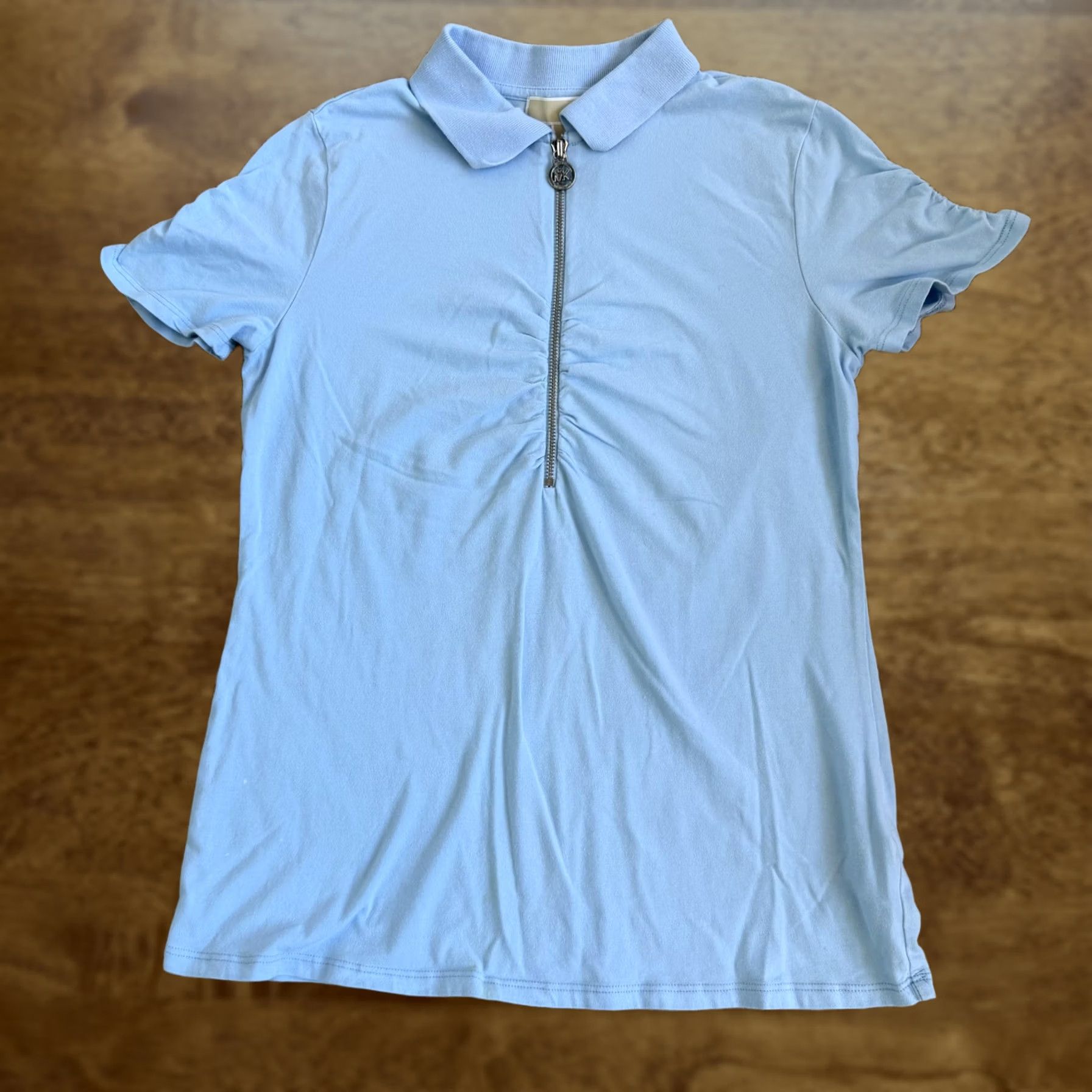 Vintage MICHAEL Kors Shirt Womens M Blue Polo Half Zip Collared Stretch Top Size M / US 6-8 / IT 42-44 - 1 Thumbnail