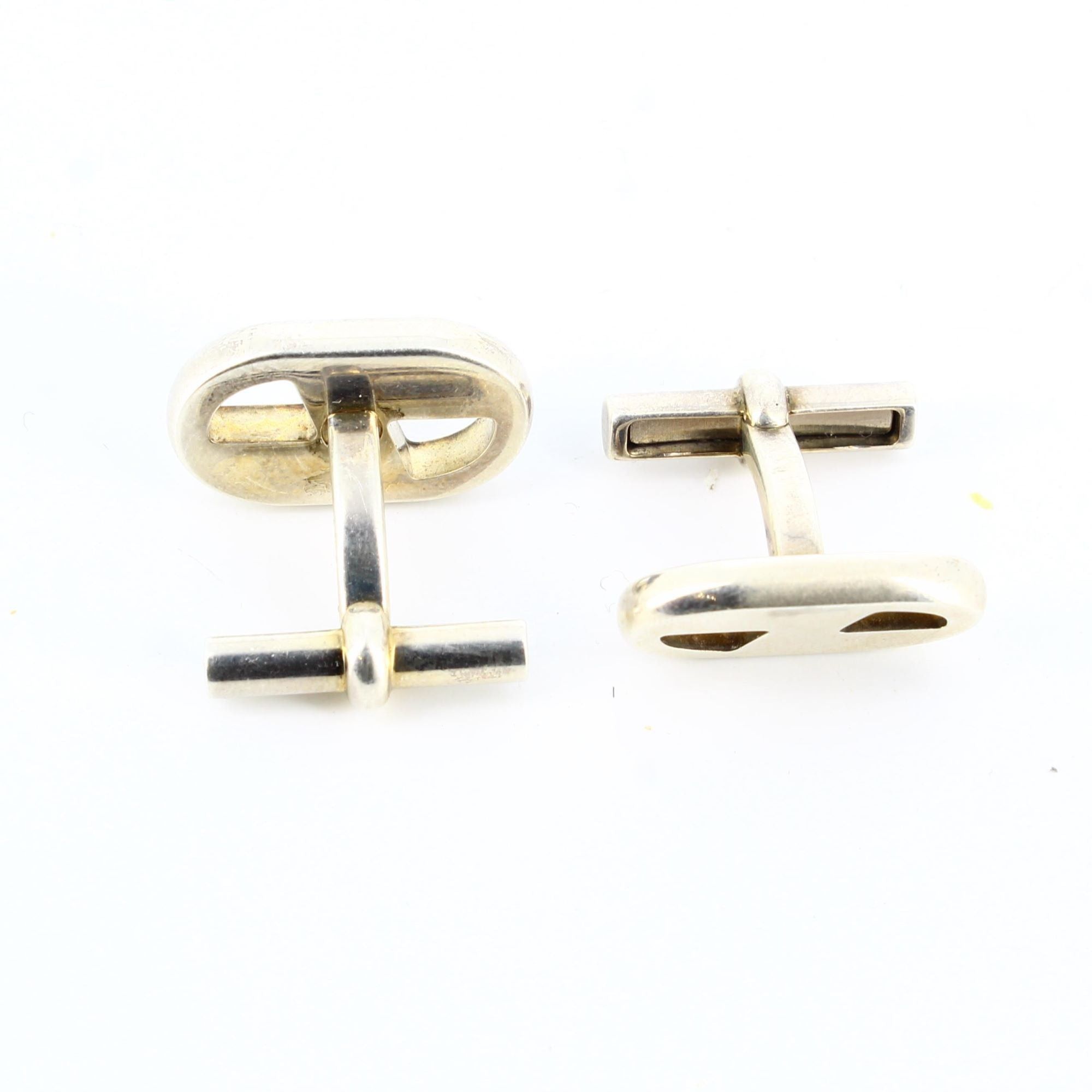 image of Hermes 1990 Sterling Silver Cufflink, Women's