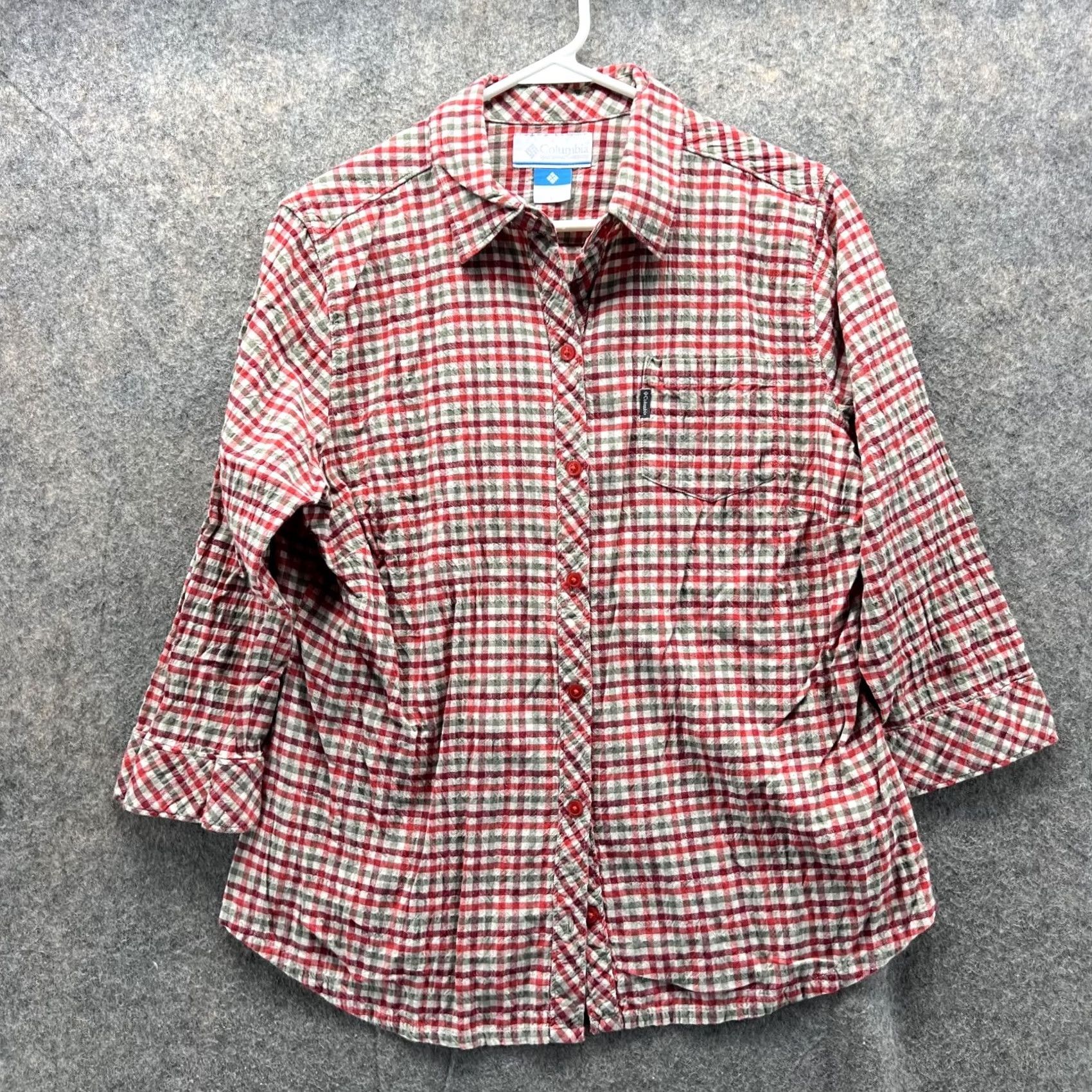 Vintage Columbia Shirt Women Large Red Casual Button Down Preppy Cotton Check Plaid Size L / US 10 / IT 46 - 2 Thumbnail