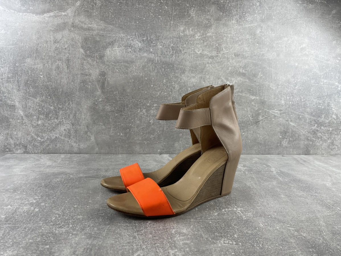 MM6 MM6 Maison Margiela Tan Beige Orange Leather Wedge Sandals Size US 9 / IT 39 - 1 Thumbnail