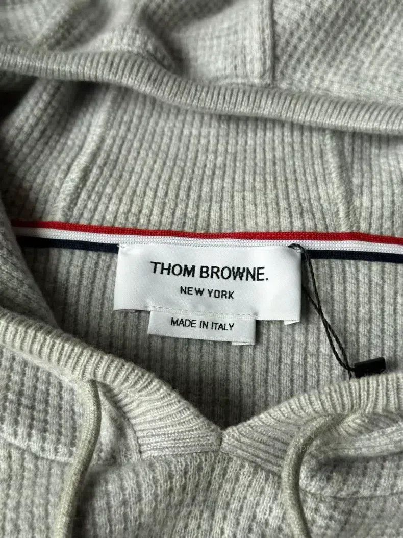 Thom Browne Thom Browne Grey Cashmere and Wool Blended Knit Hoodie Size US S / EU 44-46 / 1 - 3 Thumbnail