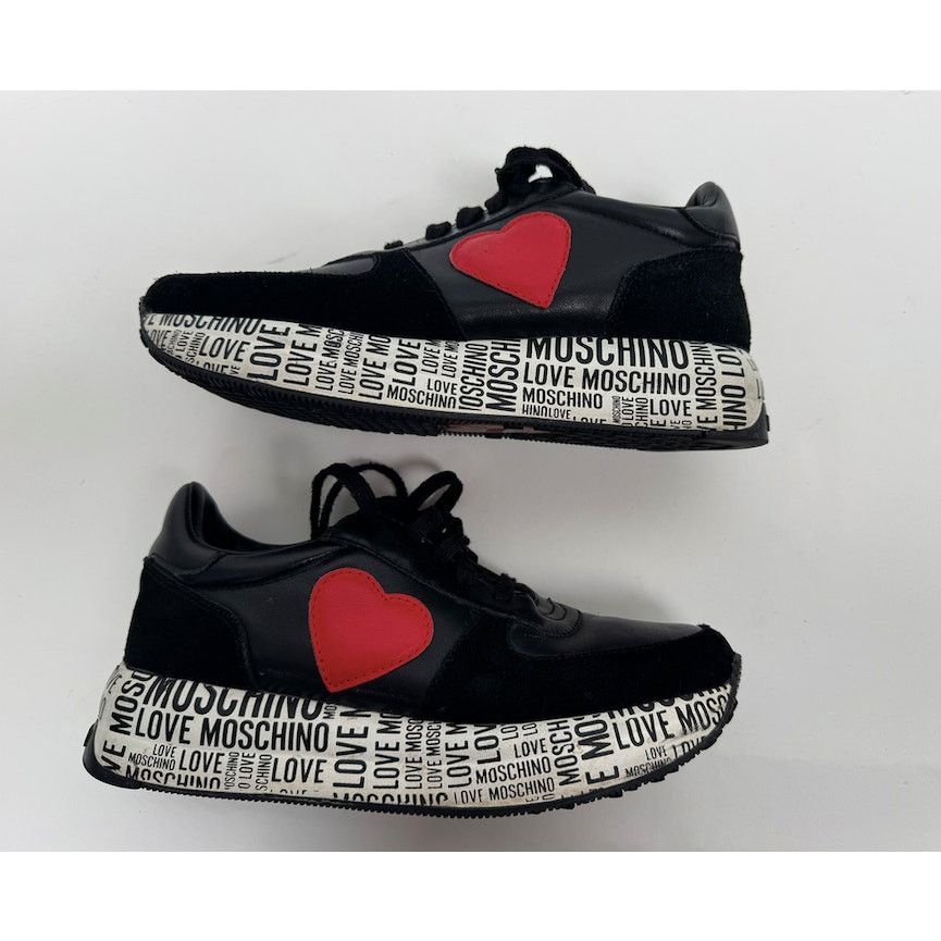 Moschino Love Moschino Heart Patch Platform Sneakers Black Size 8 Size US 8 / IT 38 - 10 Thumbnail