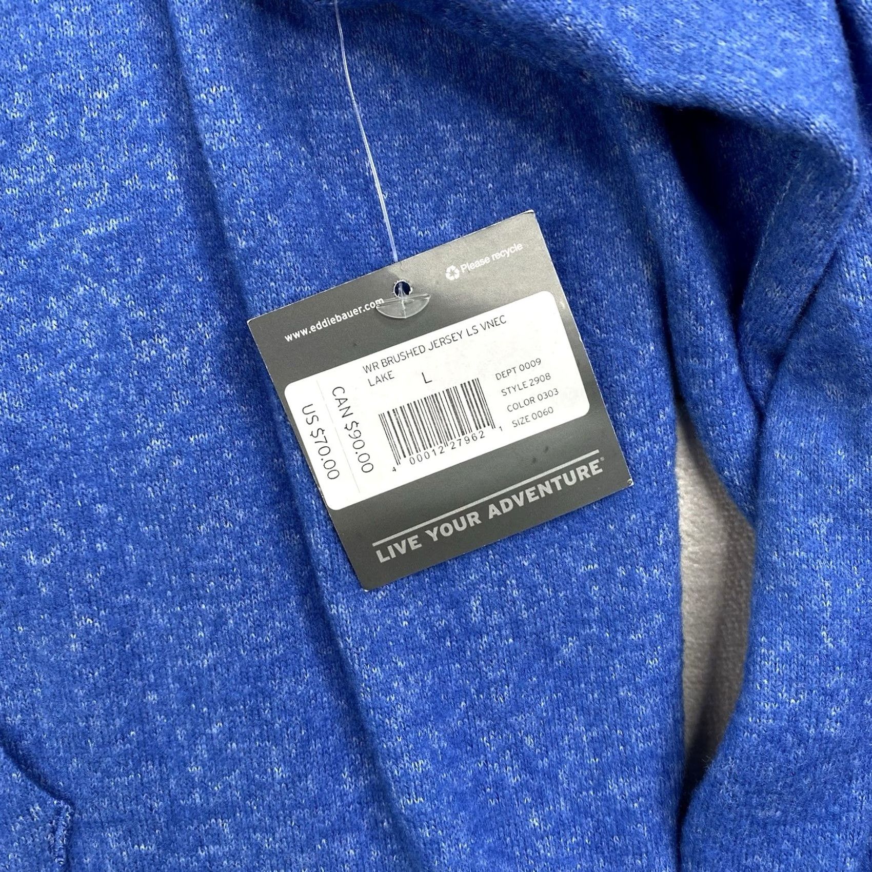 Eddie Bauer Eddie Bauer Womens Hoodie Sweatshirt L Blue Brushed Jersey Knit V Neck NWT Size L / US 10 / IT 46 - 4 Thumbnail