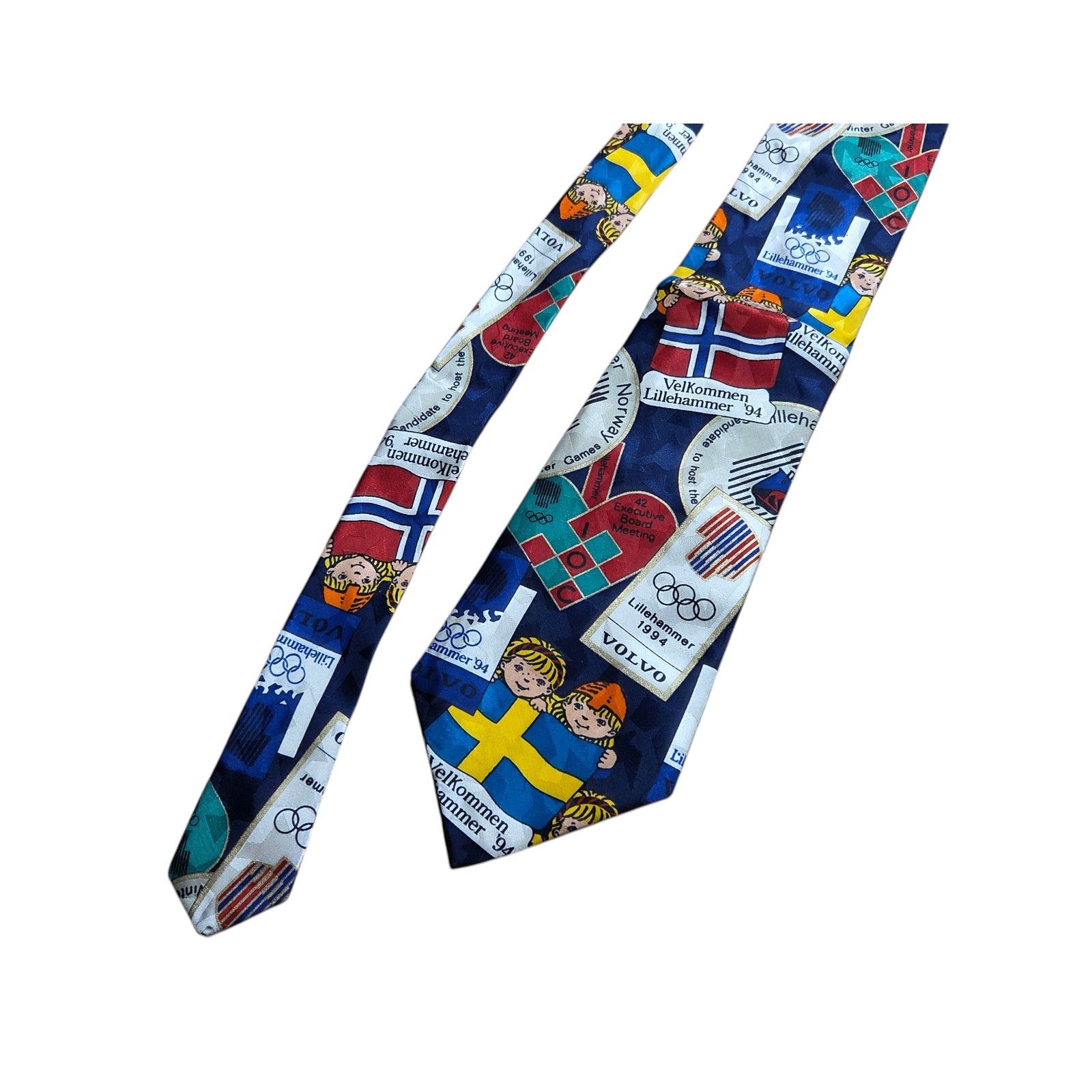Vintage Lillehammer 1994 Norway Olympics Games Silk Tie Vintage Size ONE SIZE - 4 Thumbnail
