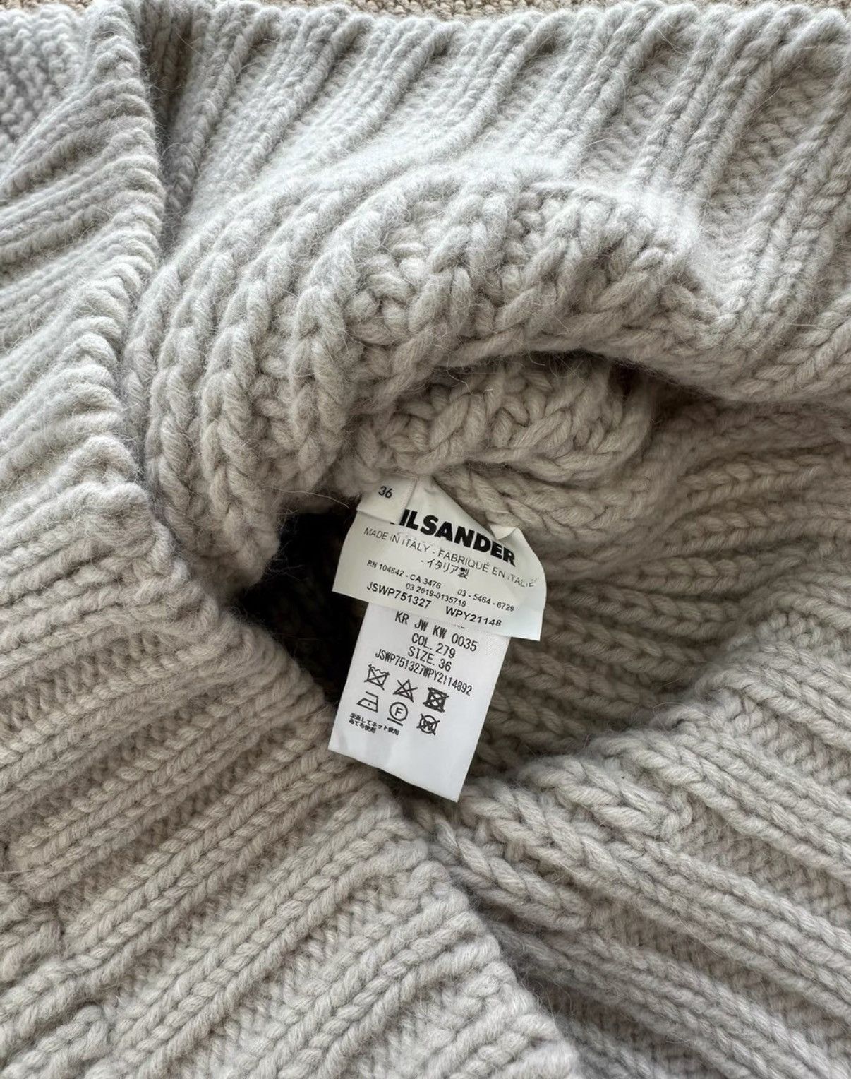 Jil Sander JIL SANDER Light Grey Ribbed Turtleneck Sweater K23 Size XS / US 0-2 / IT 36-38 - 9 Thumbnail