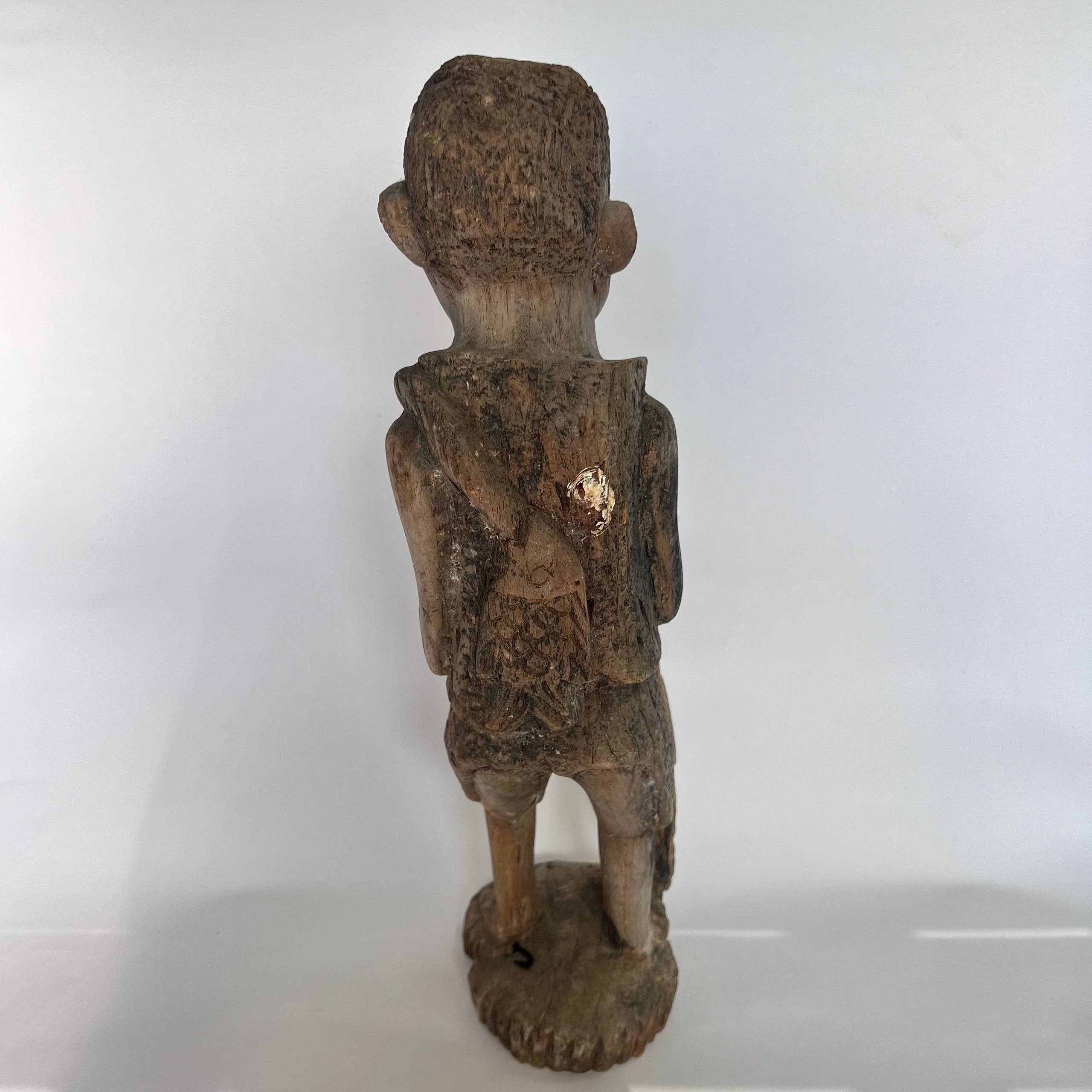 Vintage Hand-Carved African Tribal Man Wood Statue Figure