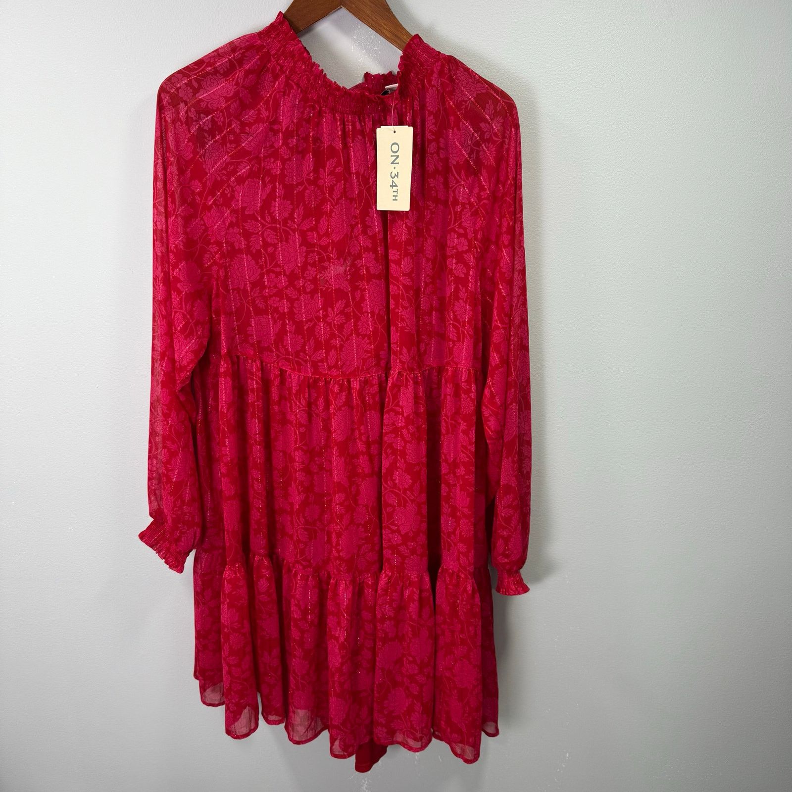 Macys On 34th Macys Plus Dress sz 1X Floral Tiered NEW # G578 Size XL / US 12-14 / IT 48-50 - 5 Thumbnail