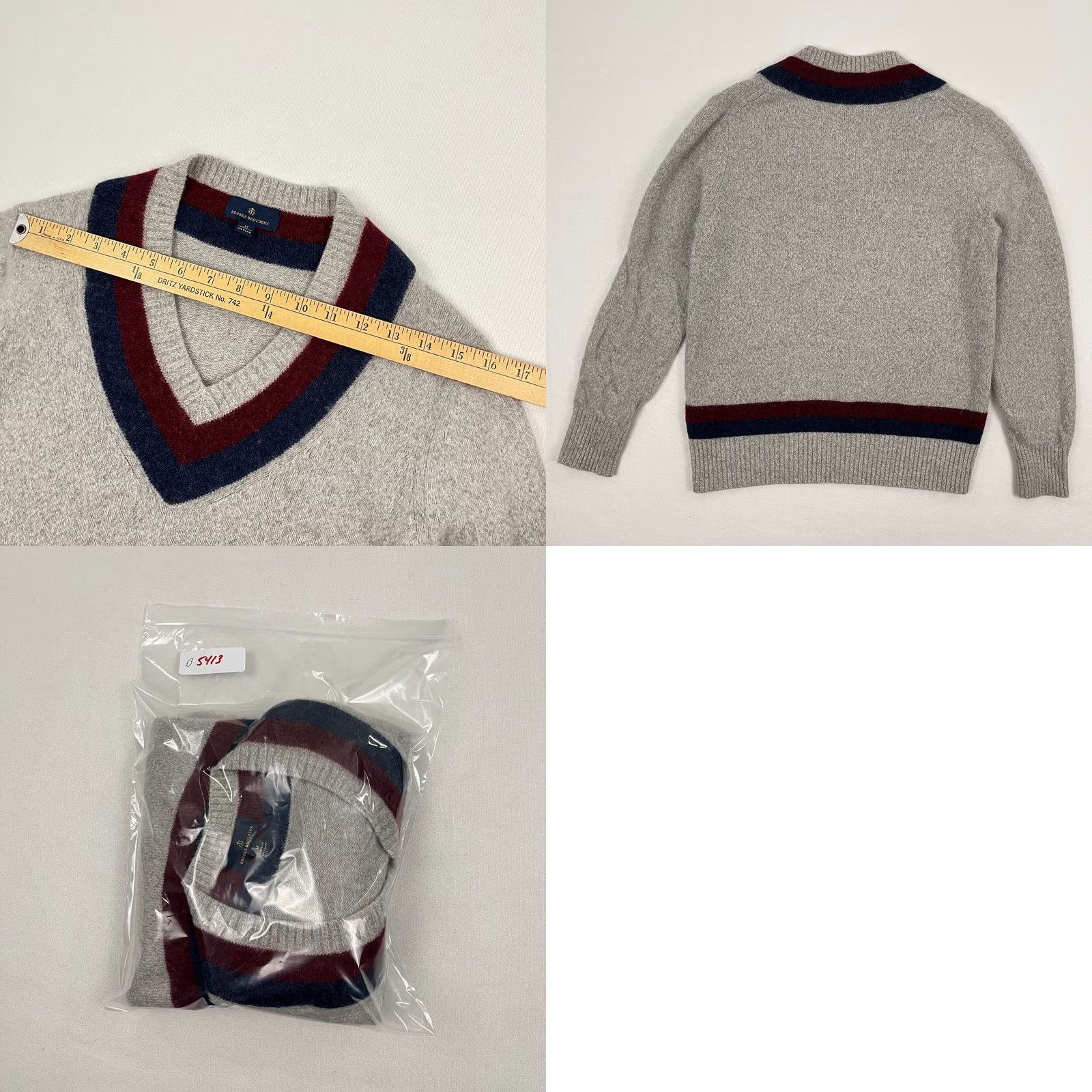 Brooks Brothers VINTAGE Brooks Brothers Sweater Womens M Gray Wool Tennis Cricket Academia Preppy V-Neck Size M / US 6-8 / IT 42-44 - 8 Thumbnail