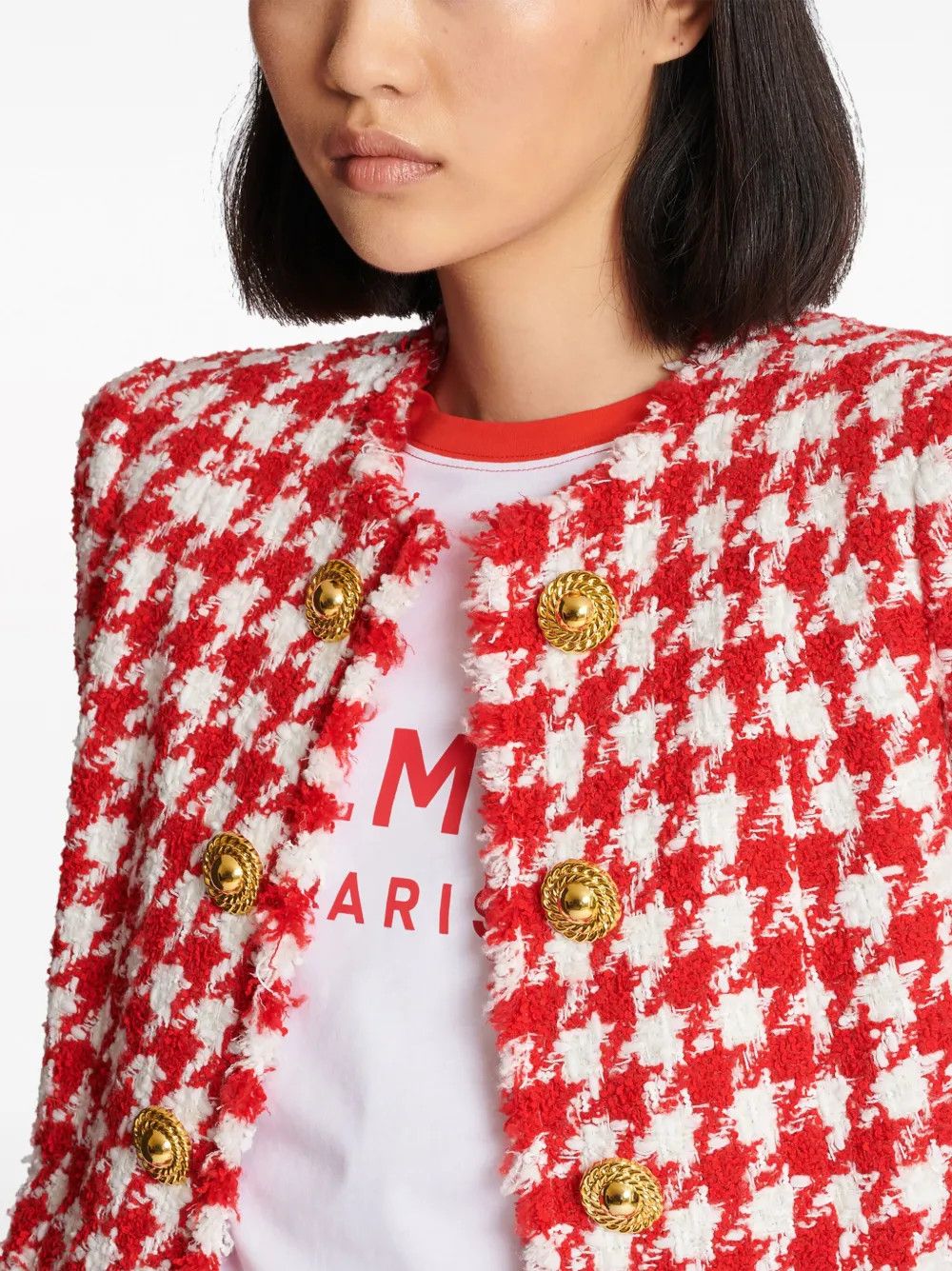 Balmain o1y0525 Jacket in Red/White Size S / US 4 / IT 40 - 2 Thumbnail