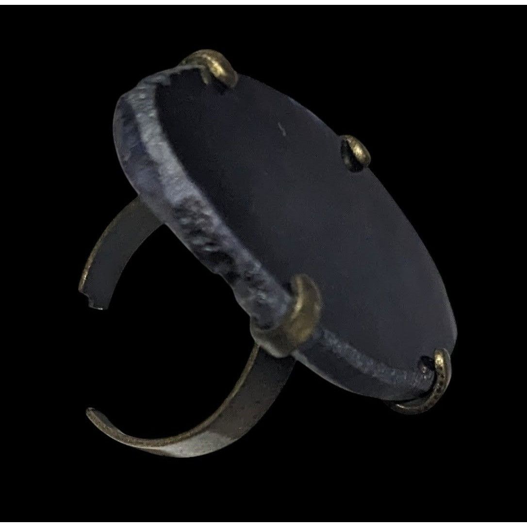 Other Dark Blue Dyed Geode Slice Adjustable Statement Ring Size 6 Size ONE SIZE - 10 Thumbnail