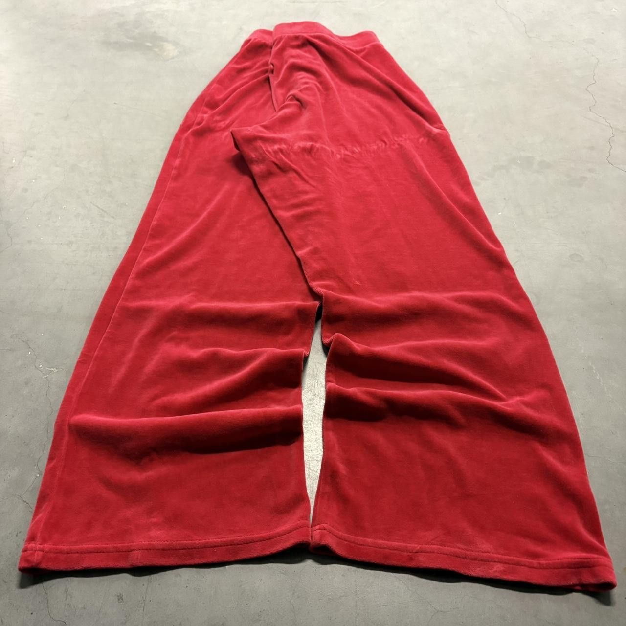 Vintage Crazy Vintage Y2K/2000s Super Baggy Wideleg Red Velour Velvet Sweatpants! Size US 36 / EU 52 - 5 Thumbnail