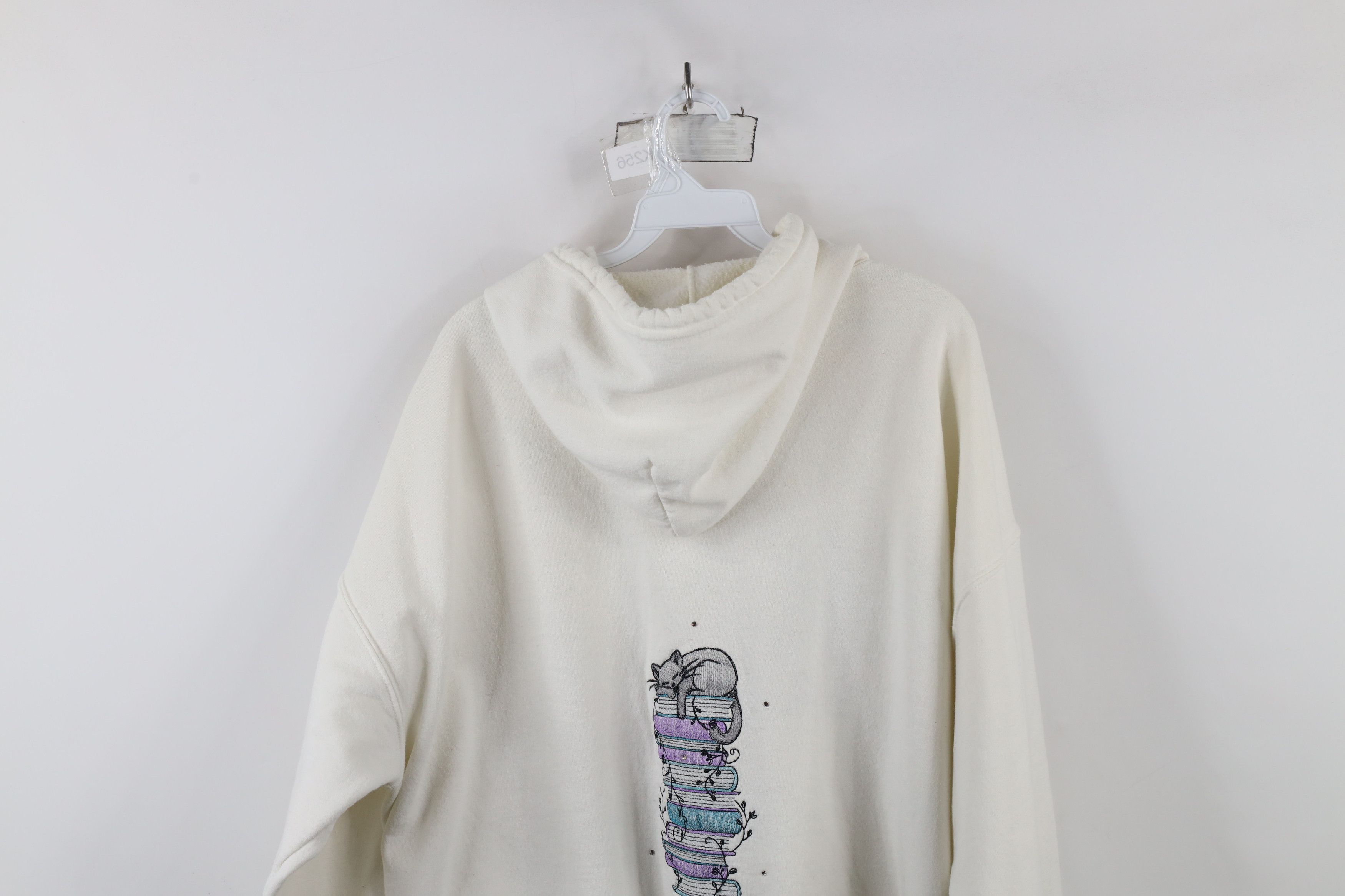 Vintage Vintage 90s Streetwear Cat Kitten Books Full Zip Hoodie Size XL / US 12-14 / IT 48-50 - 13 Thumbnail