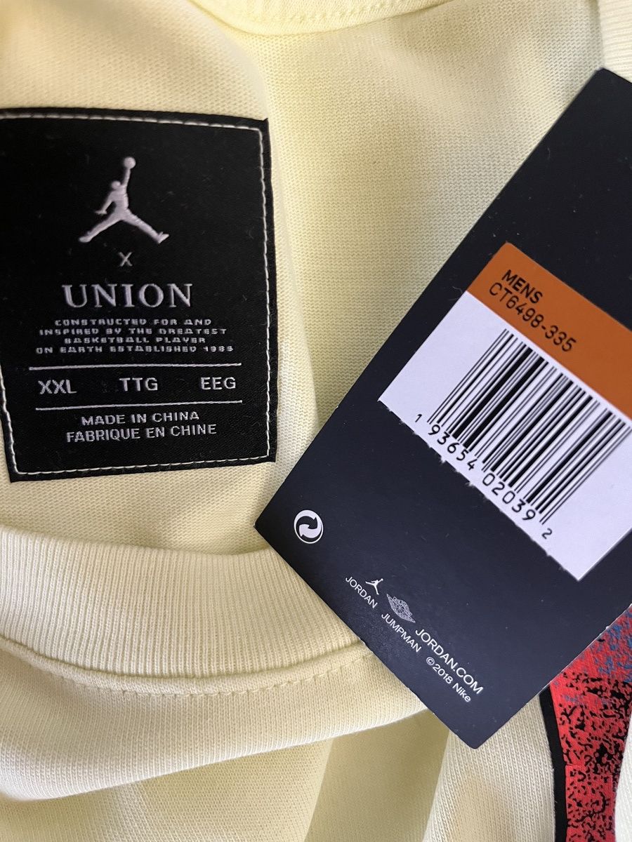 Jordan Brand × Union LA NWT Jordan x Union Yellow Short Sleeve Tee Vtg Style Graphic Size US XXL / EU 58 / 5 - 6 Thumbnail