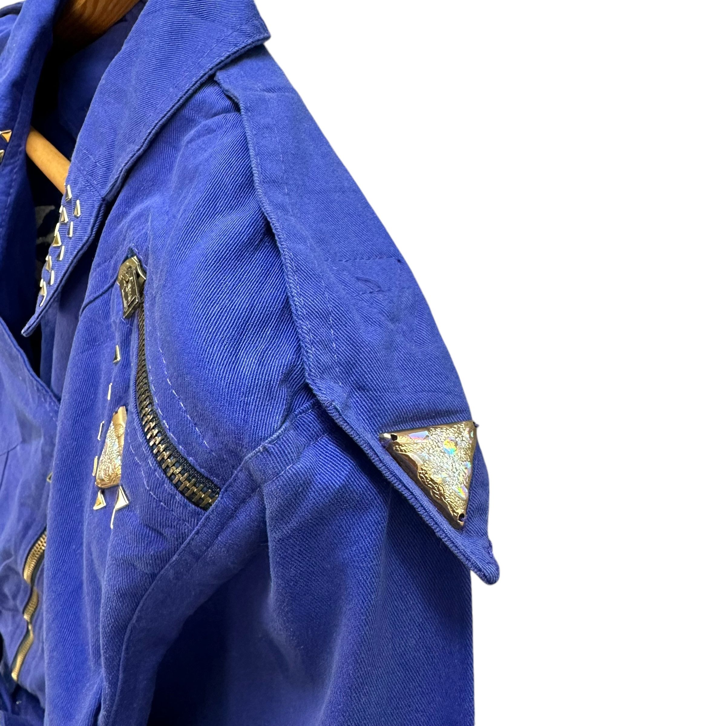 If Six Was Nine GARCIA GARDA Big Logo Studded Blue Crop Jacket #A51-1197 Size S / US 4 / IT 40 - 7 Thumbnail