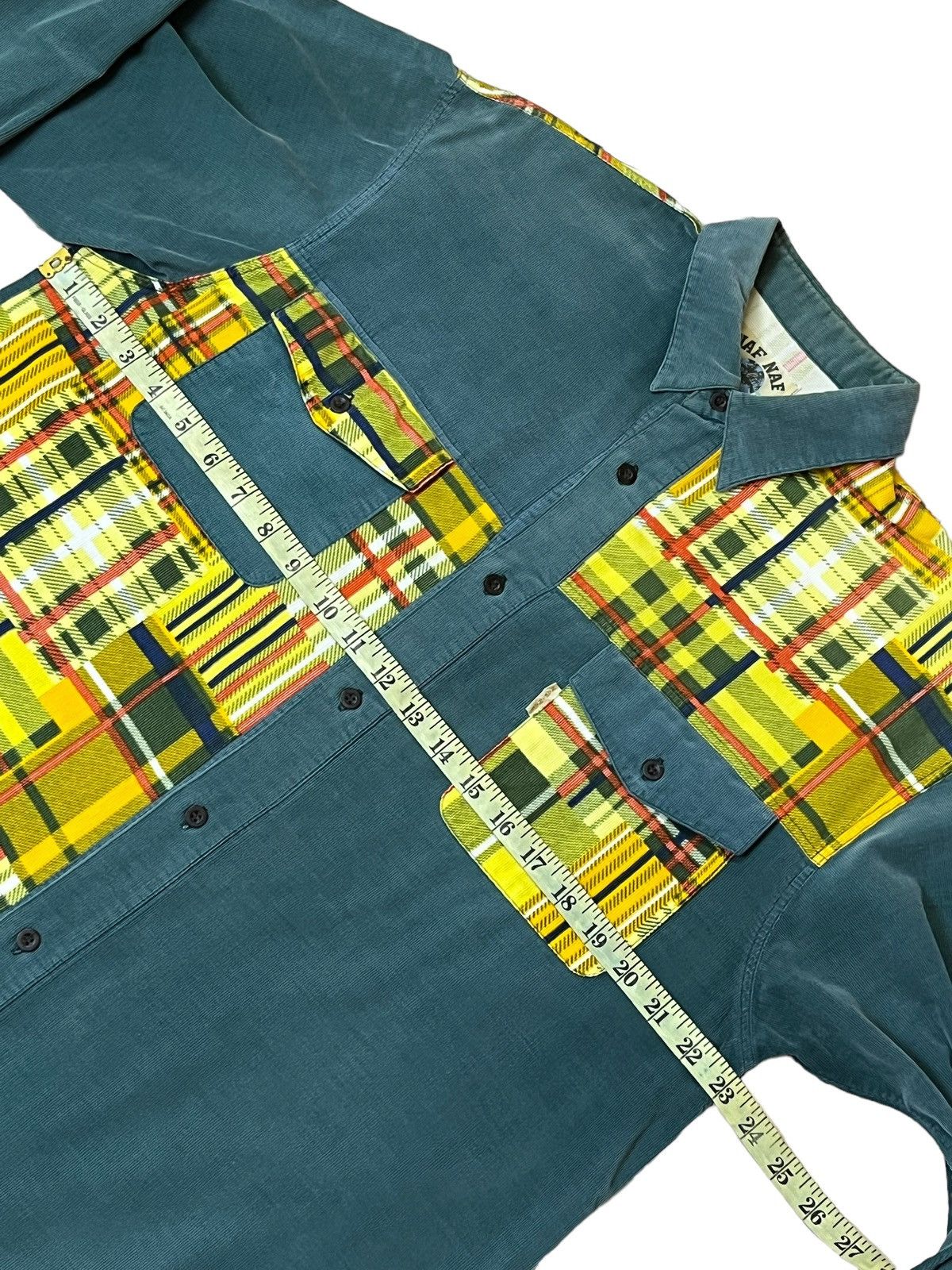 Issey Miyake JAPANESE BRAND NAF NAF CORDUROY PATCHWORK BUTTON UPS SHIRT Size US L / EU 52-54 / 3 - 7 Thumbnail