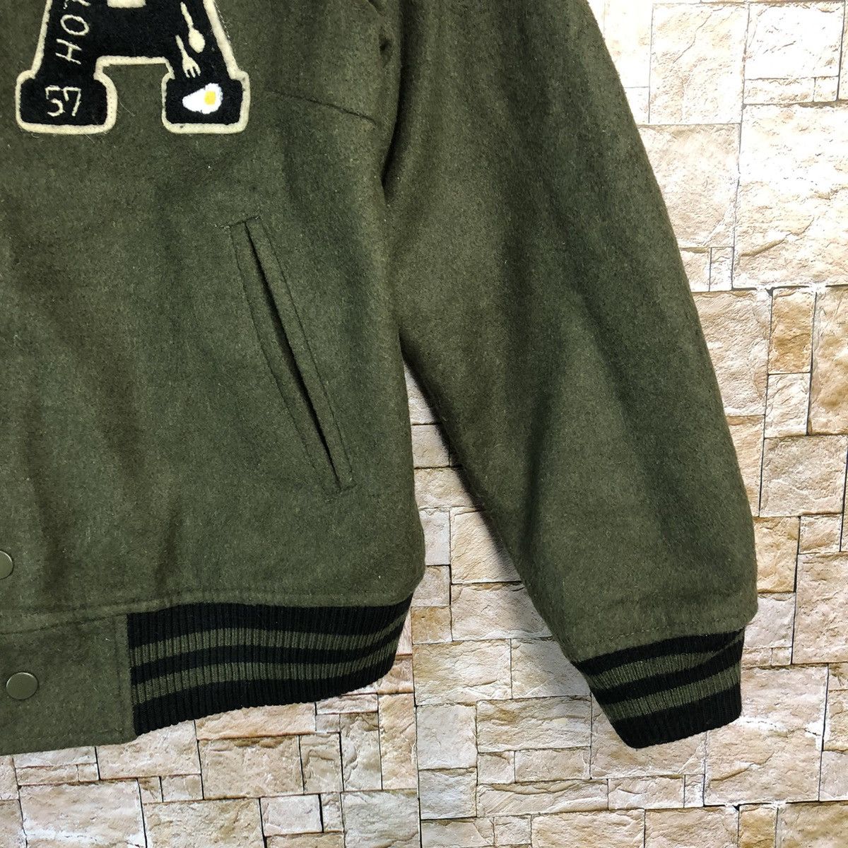 Japanese Brand Rivet & Surget Green Bombers varsity Jacket #A287 Size US S / EU 44-46 / 1 - 8 Thumbnail