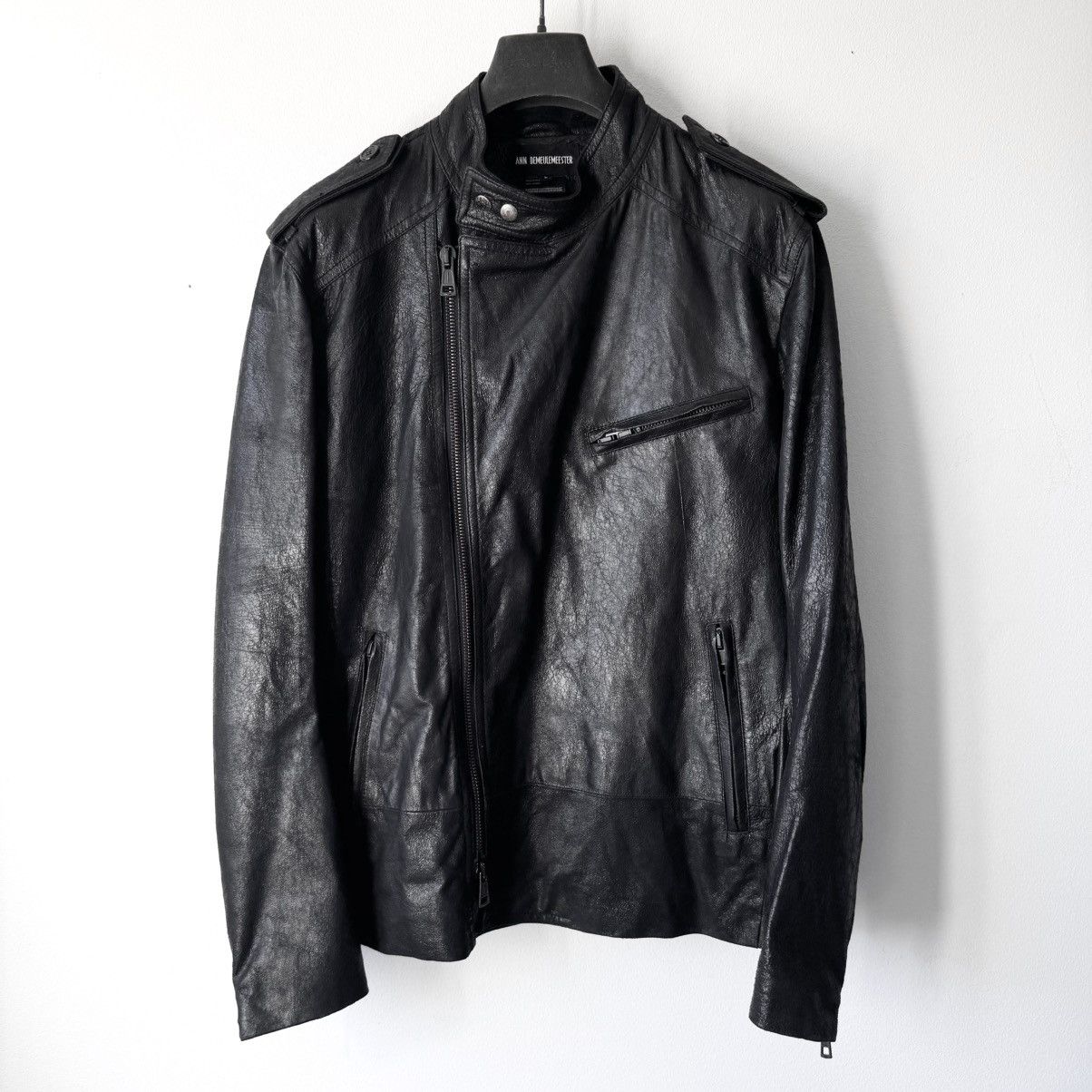 Ann Demeulemeester Ann Demeulemeester SS2003 Black Cracked Leather Biker Jacket Size US L / EU 52-54 / 3 - 1 Thumbnail