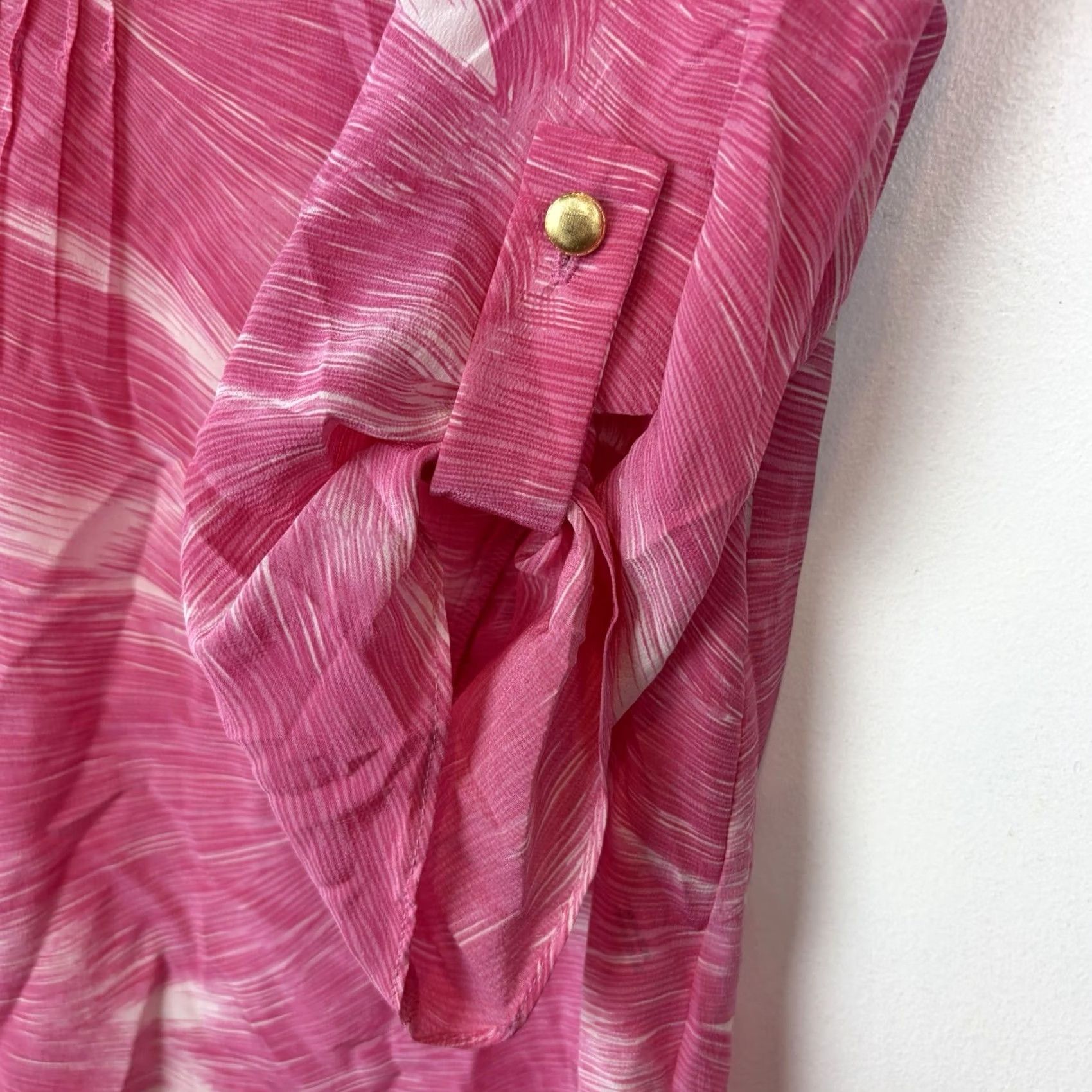 Pinko Womens 81 Poppies Silk Blouse Tunic Top Hot Pink USA Tab Sleeve 4 Size S / US 4 / IT 40 - 5 Thumbnail