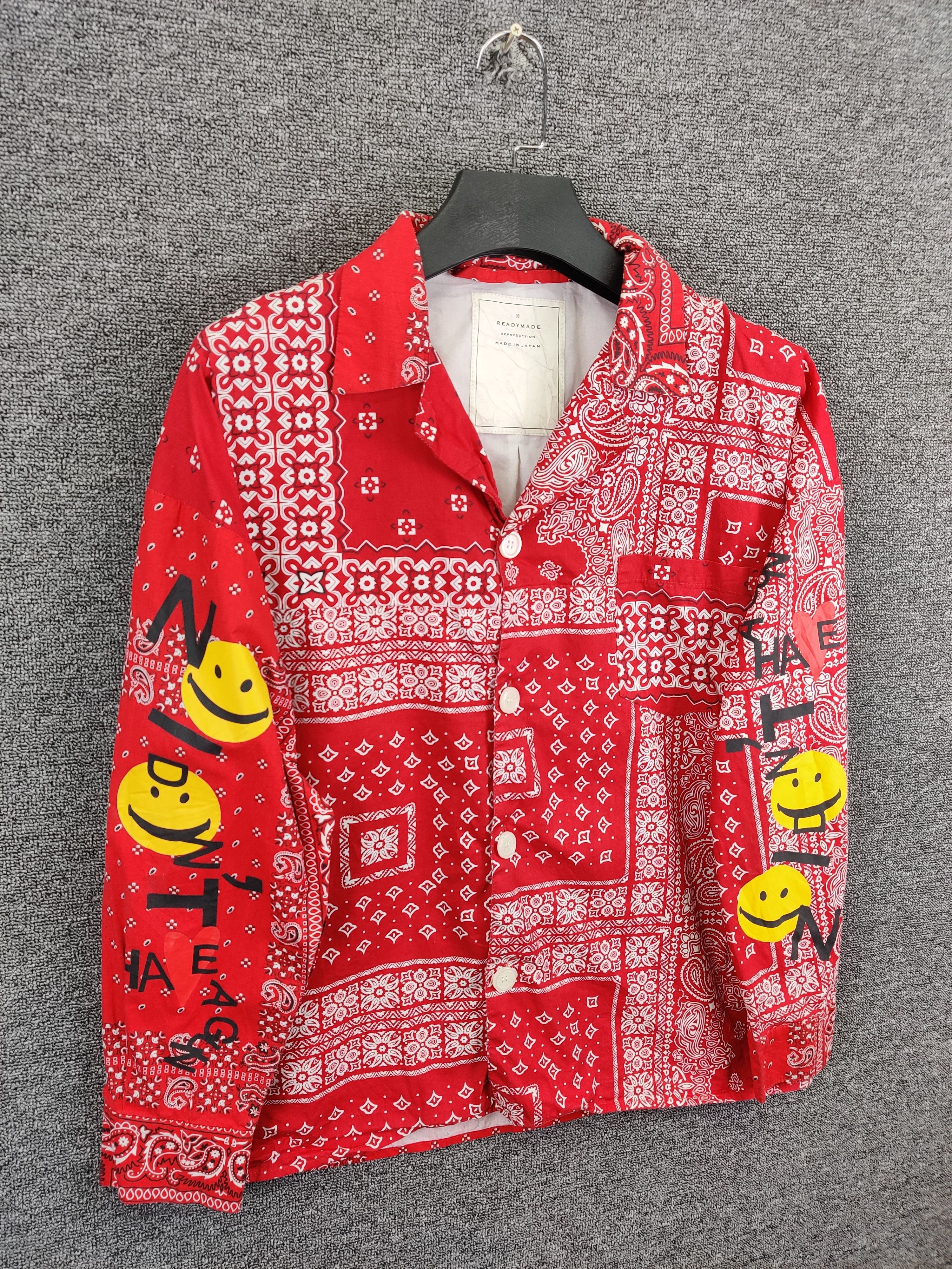 Nice❗Vintage READYMADE Bandana Red Shirts Button Ups