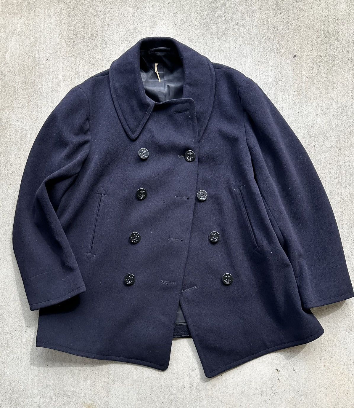 image of Made In USA x Military Vintage 1940S Ww2 Navy Peacoat Us Military Wool in Blue/Navy (Size Medium)
