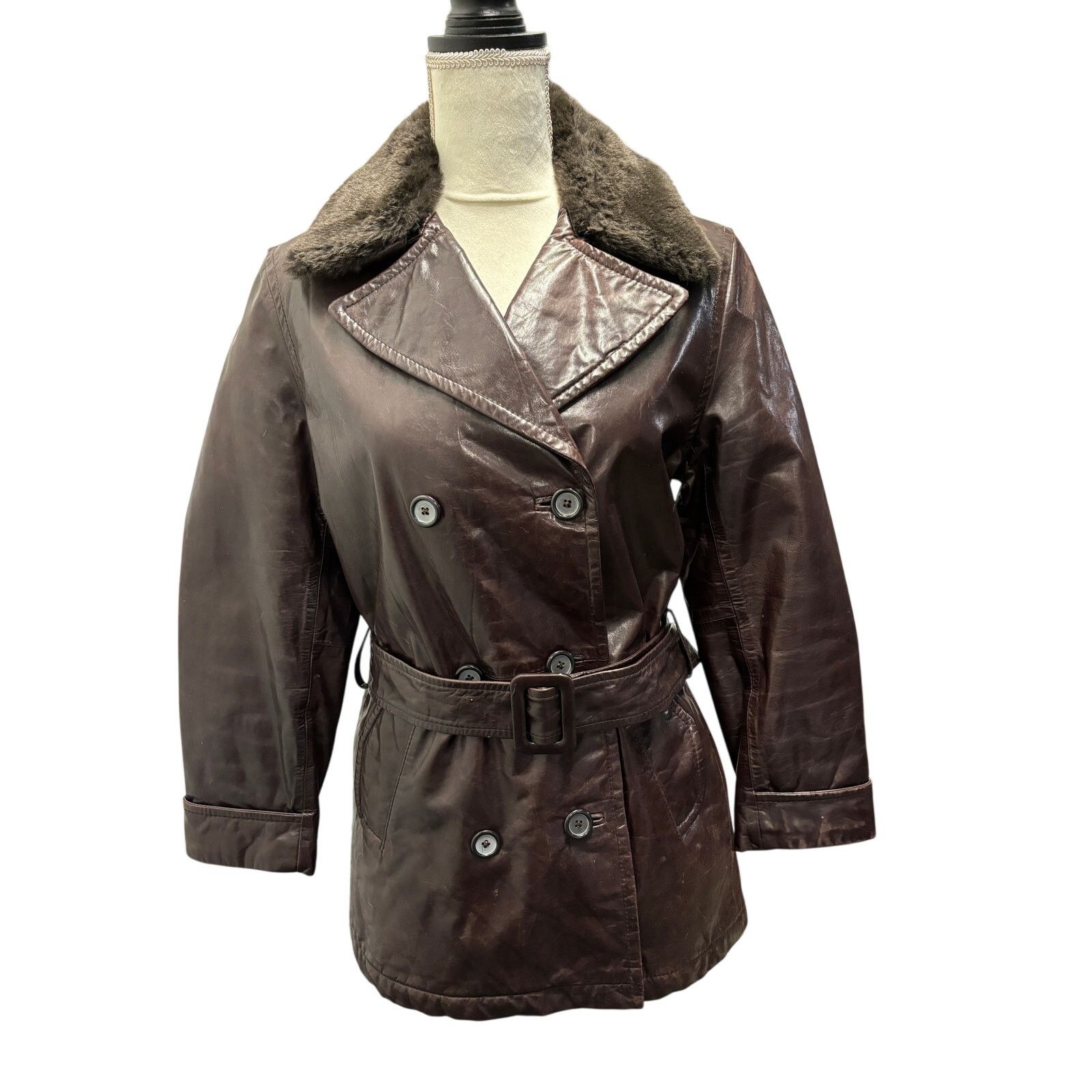 Andrew Marc Andrew Marc Brown Leather Belted Coat Size S Size S / US 4 / IT 40 - 1 Thumbnail