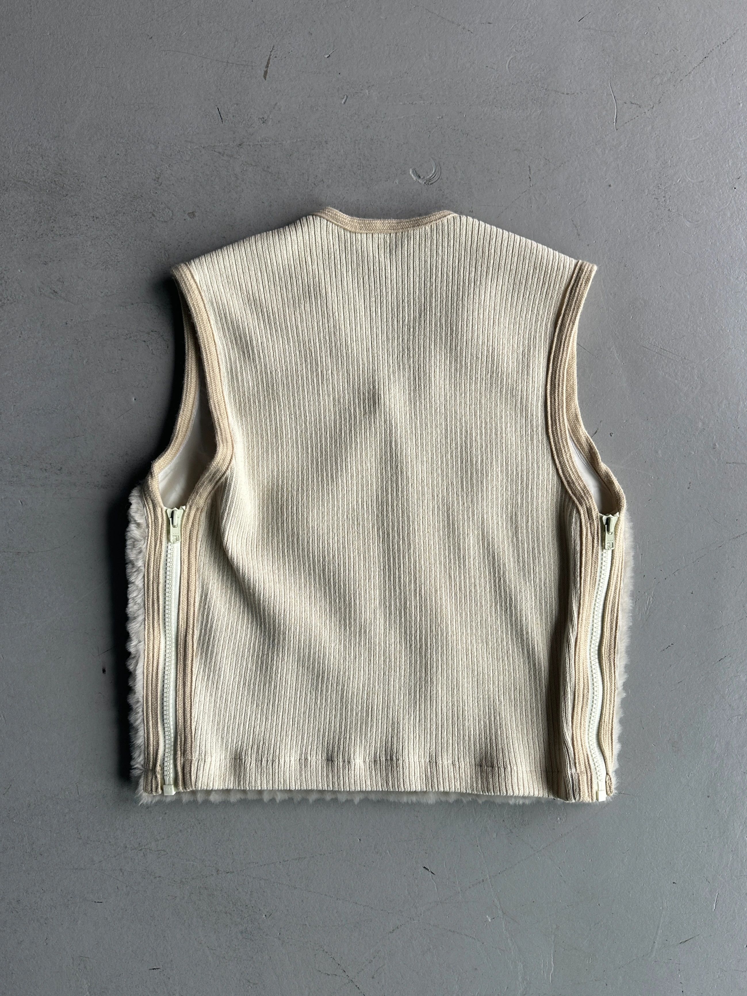 Dexter Wong DEXTER WONG 1990s FAUX FUR FRONT ZIPPED SIDE KNIT VEST Size S / US 4 / IT 40 - 6 Thumbnail