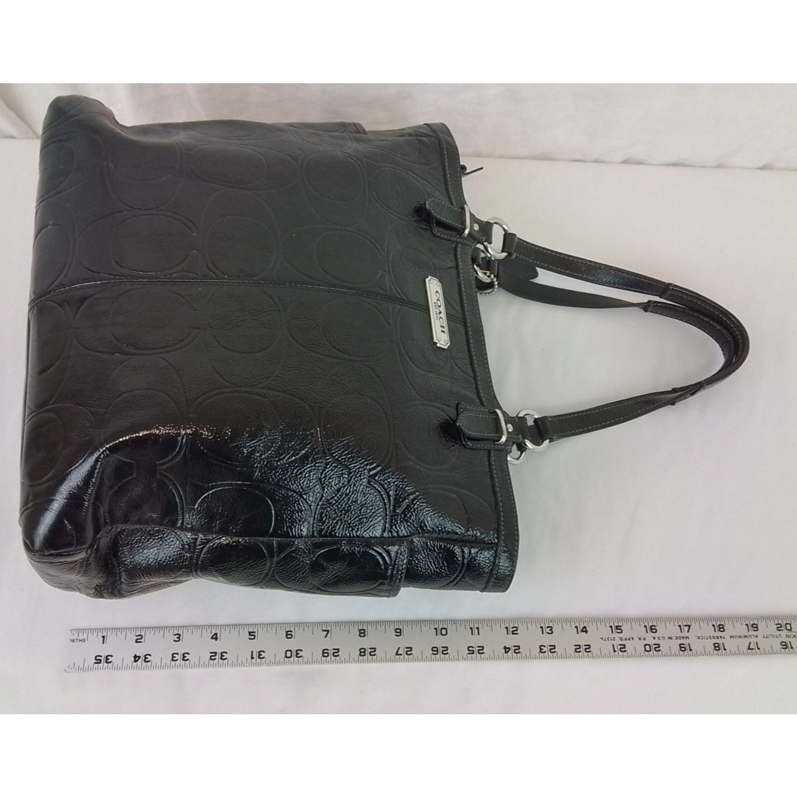 Coach Coach Gallery Tote Bag Black Patent Leather Signature C Size ONE SIZE - 18 Thumbnail