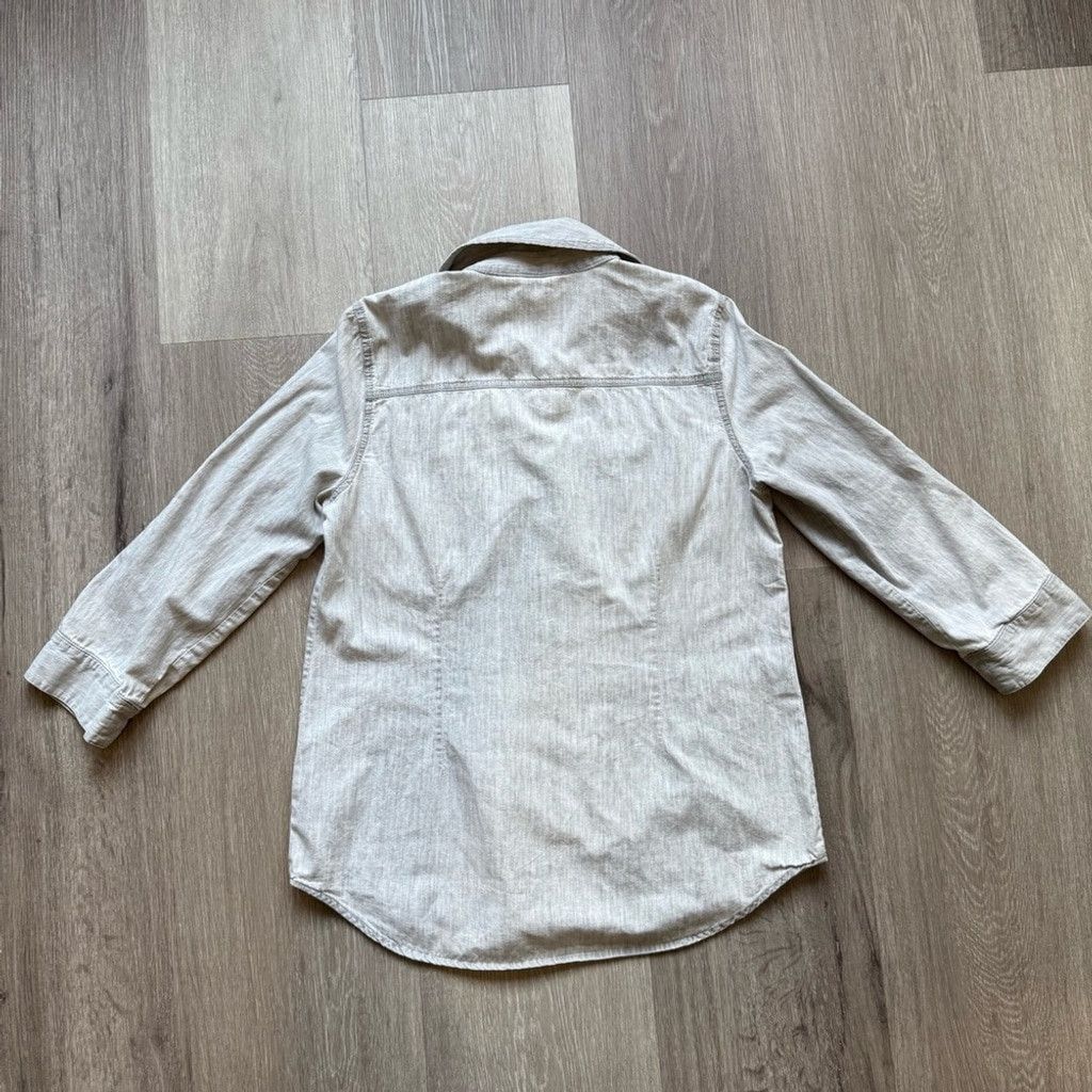 The Unbranded Brand Gray Long-Sleeve Blouse with Pointed Collar Size M / US 6-8 / IT 42-44 - 2 Thumbnail