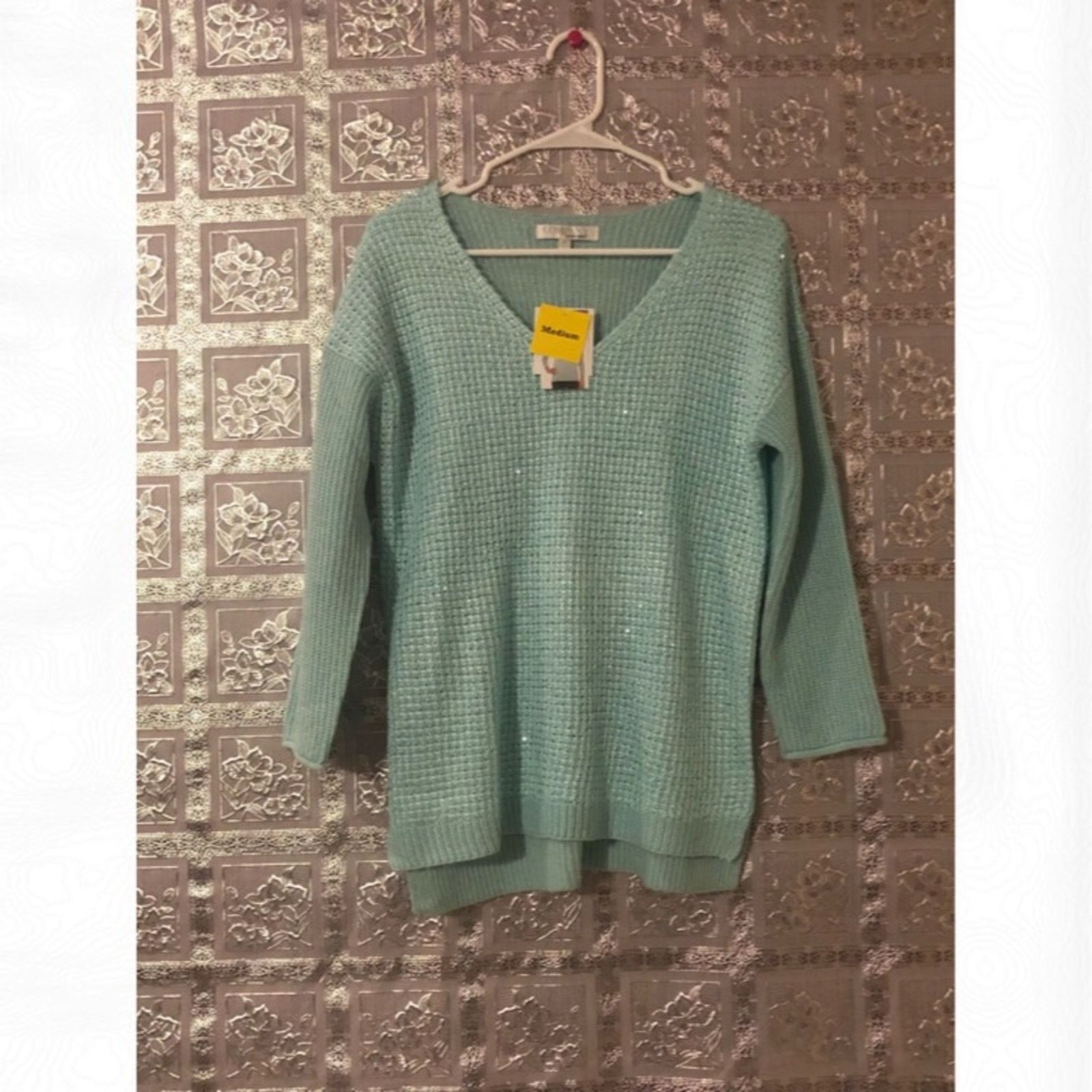 Ellen Tracy NWT Company Ellen Tracy Green Embellished Sweater Size M / US 6-8 / IT 42-44 - 2 Thumbnail