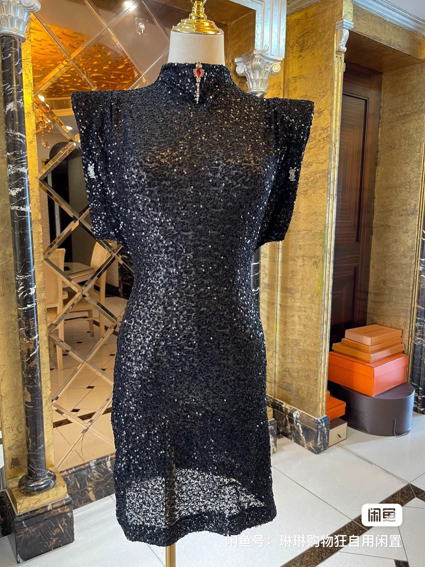 Saint Laurent Paris Saint Laurent Sequin Structured Shoulder Dress Size M / US 6-8 / IT 42-44 - 1 Thumbnail